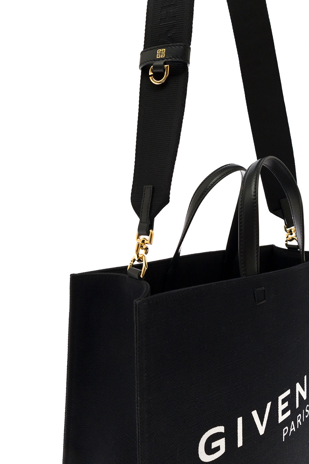 Shop Givenchy Womans G Tote Black Cotton Canvas Shopper Bag With Logo Print