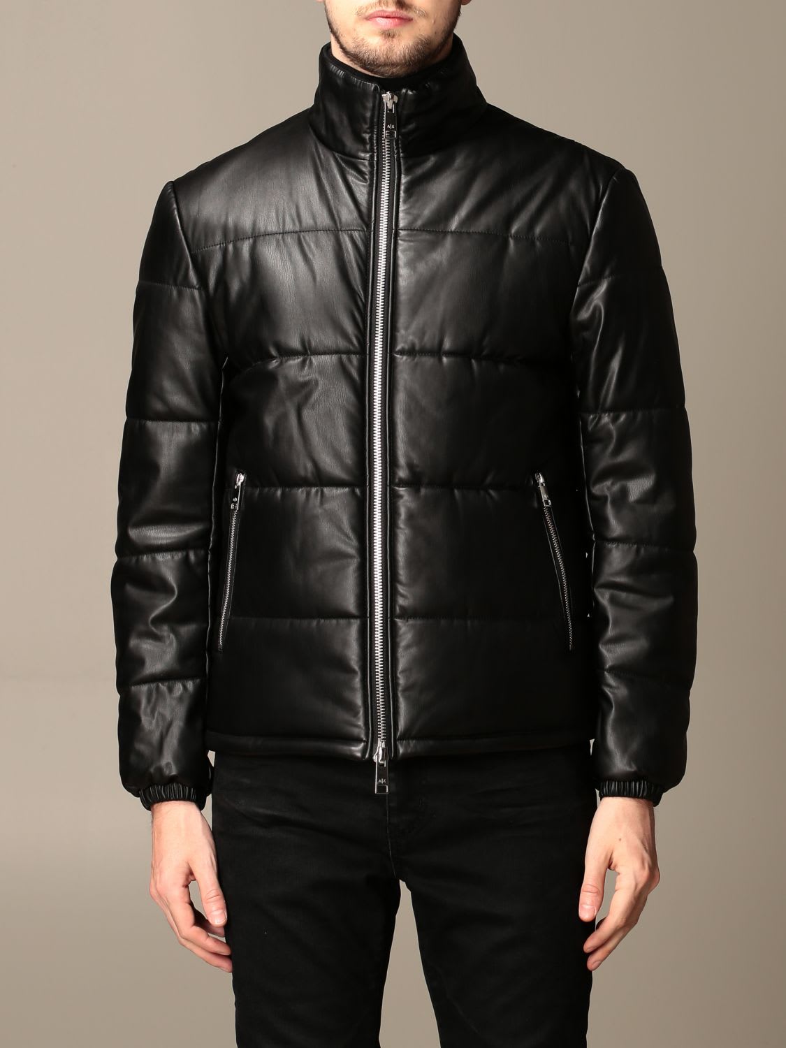 Shop Armani Collezioni Armani Exchange Jacket Armani Exchange Padded  Synthetic Leather Down Jacket In Black