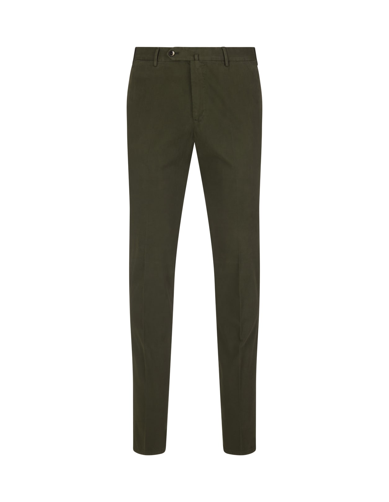 PT01 Slim Fit Trousers In Military Green Stretch Gabardine
