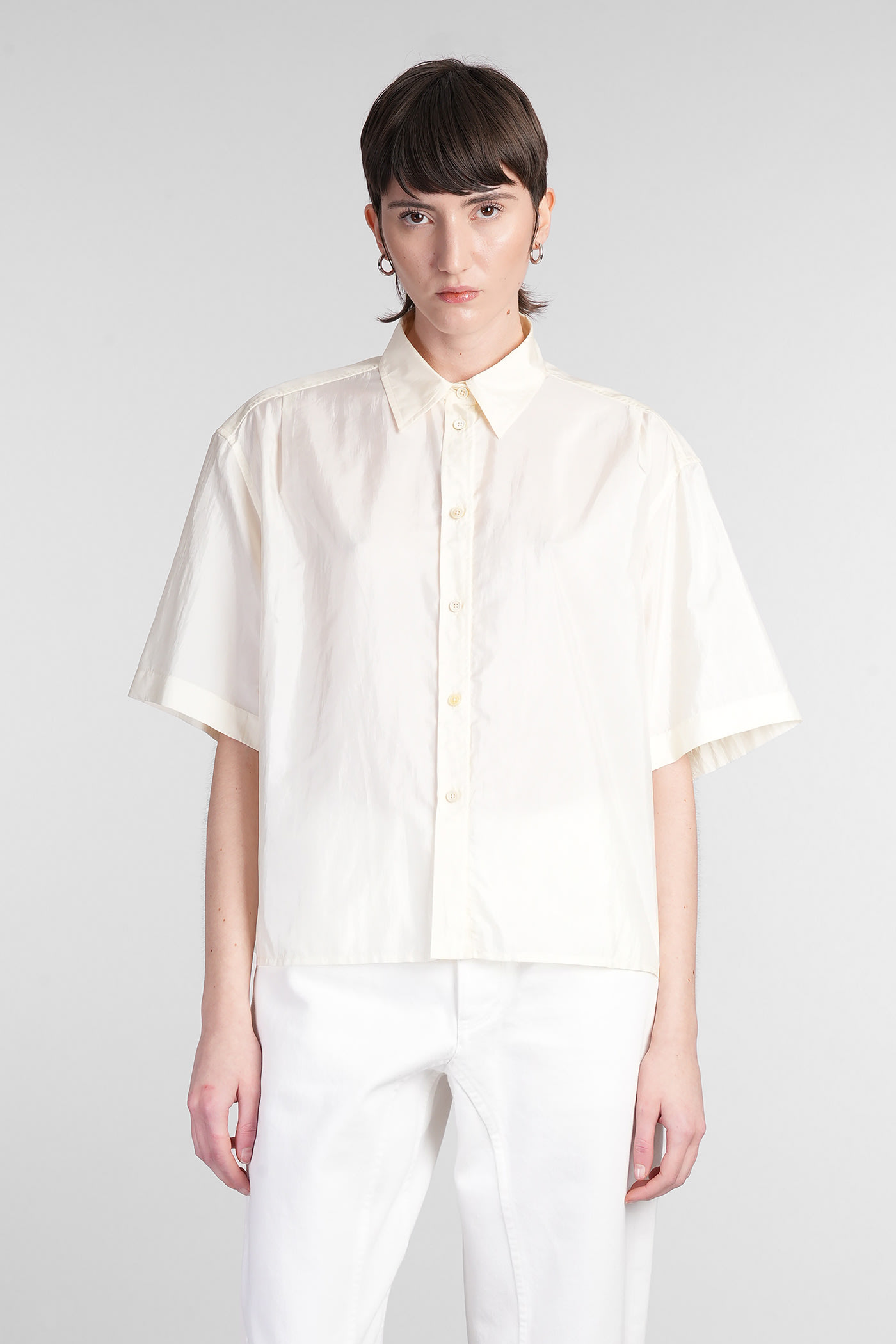 Shop Jil Sander Shirt In Beige Silk