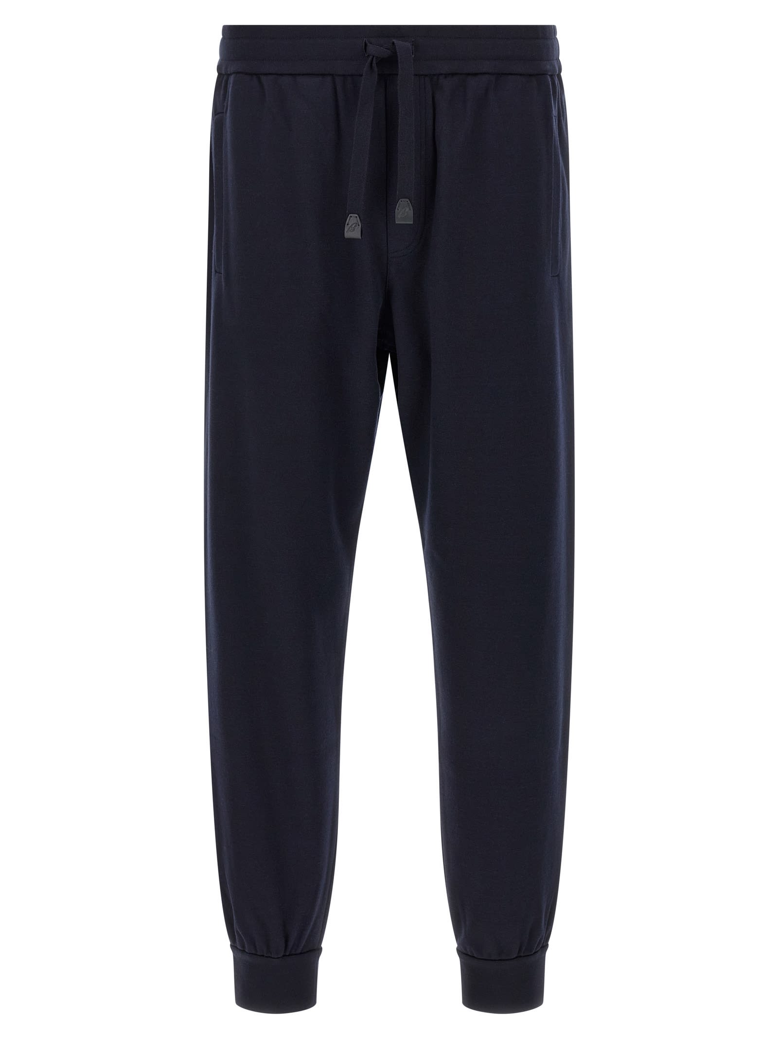 Brioni Cotton And Cashmere Joggers Pants Blue In Black