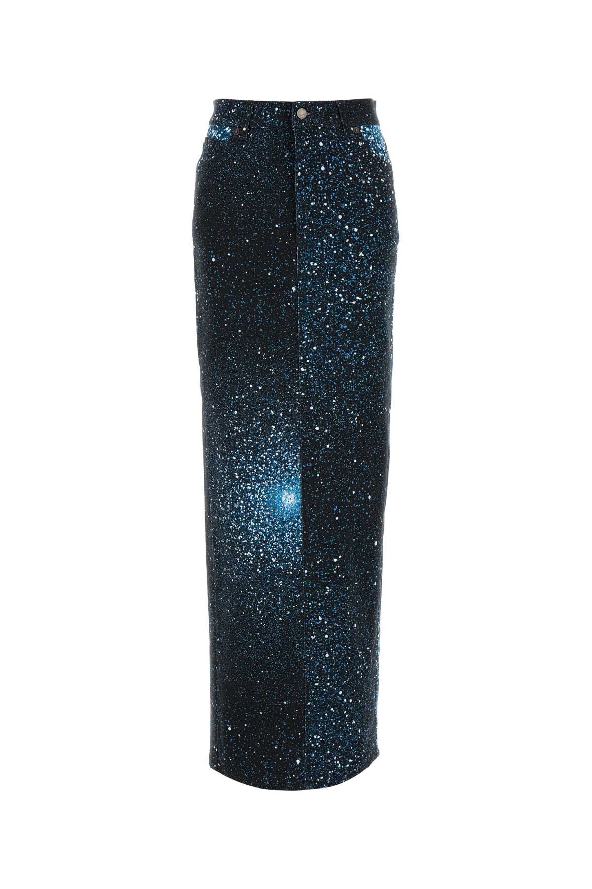 Giuseppe Di Morabito High Waist Denim Skirt With Glitter Finish In Green