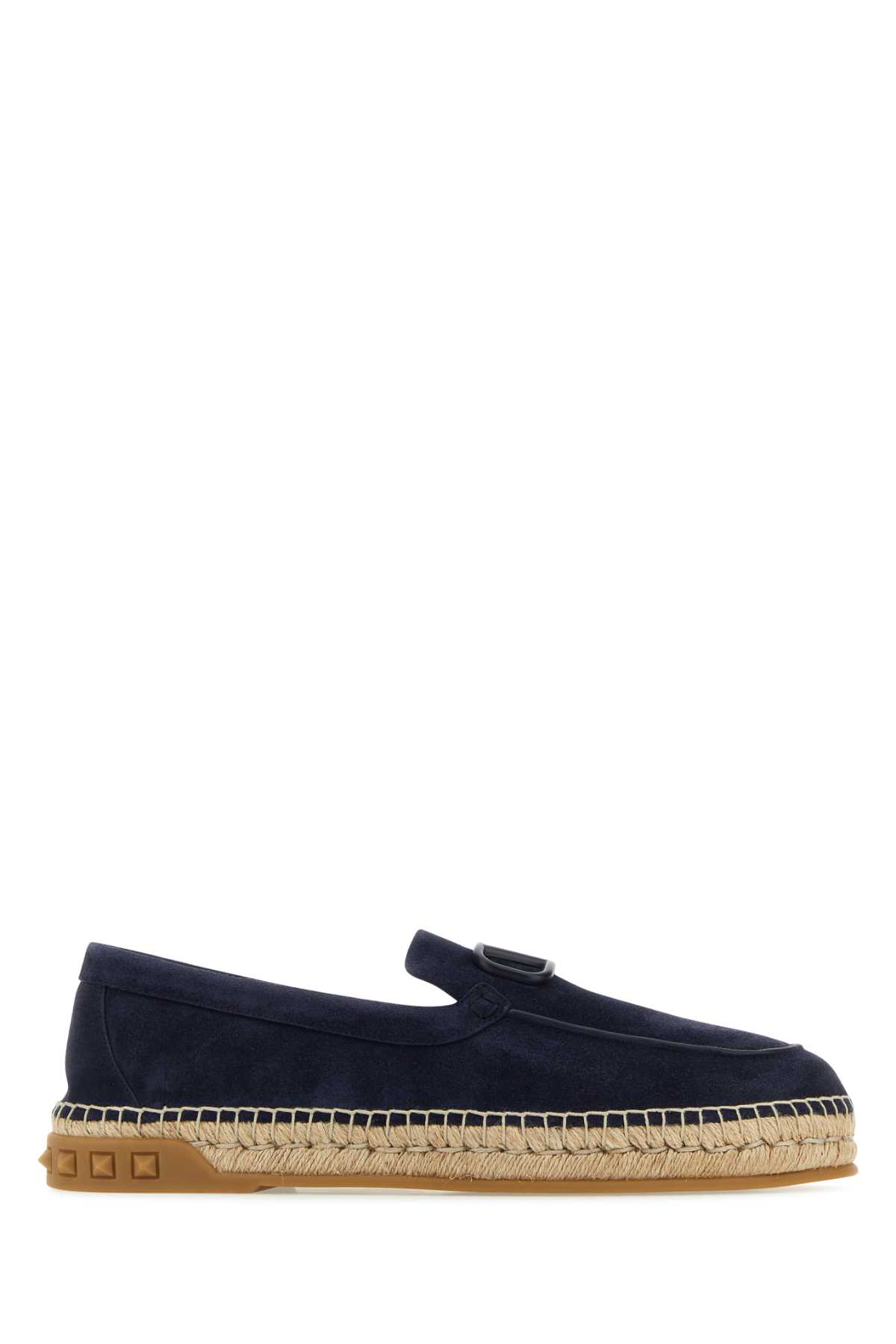 Navy Blue Split-leather Leisure Flows Espadrilles