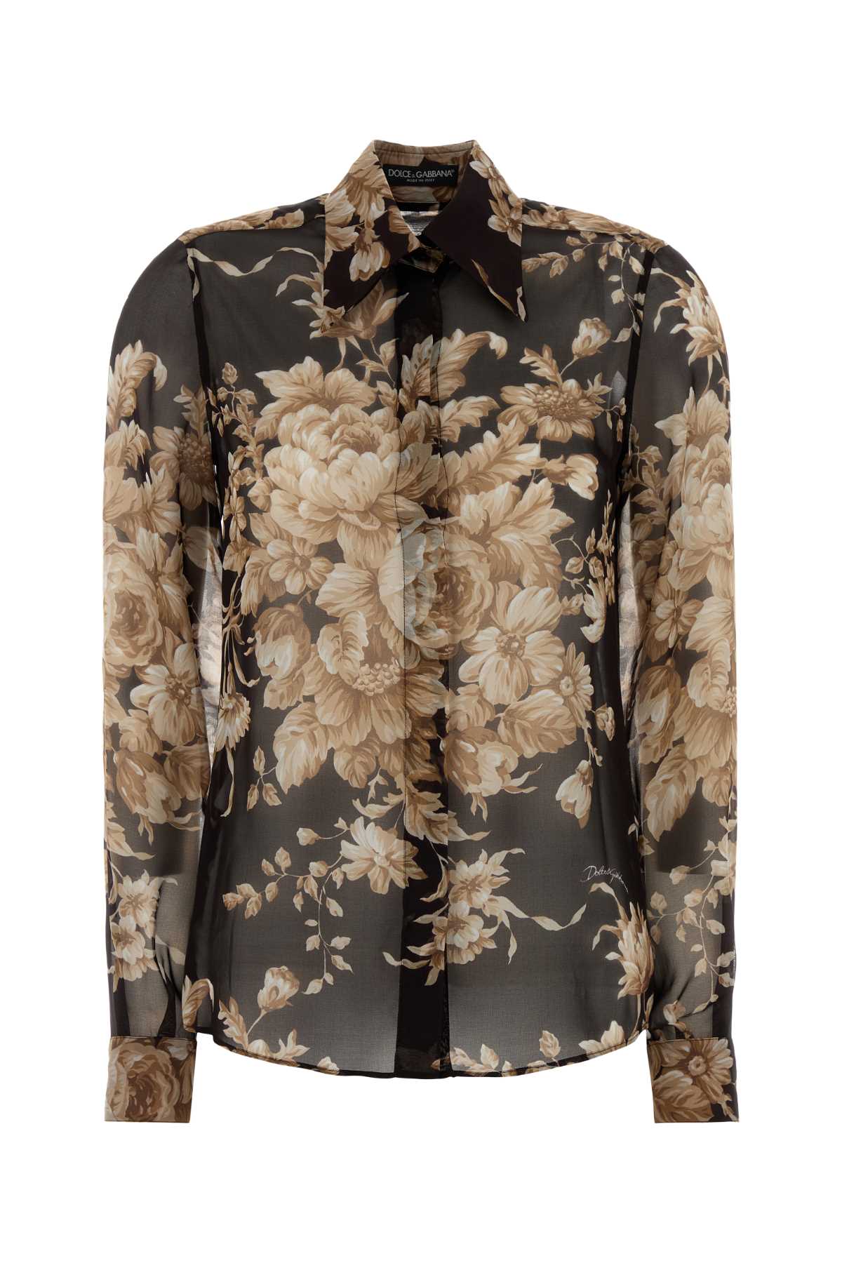 Dolce & Gabbana Printed Silk Shirt In Black