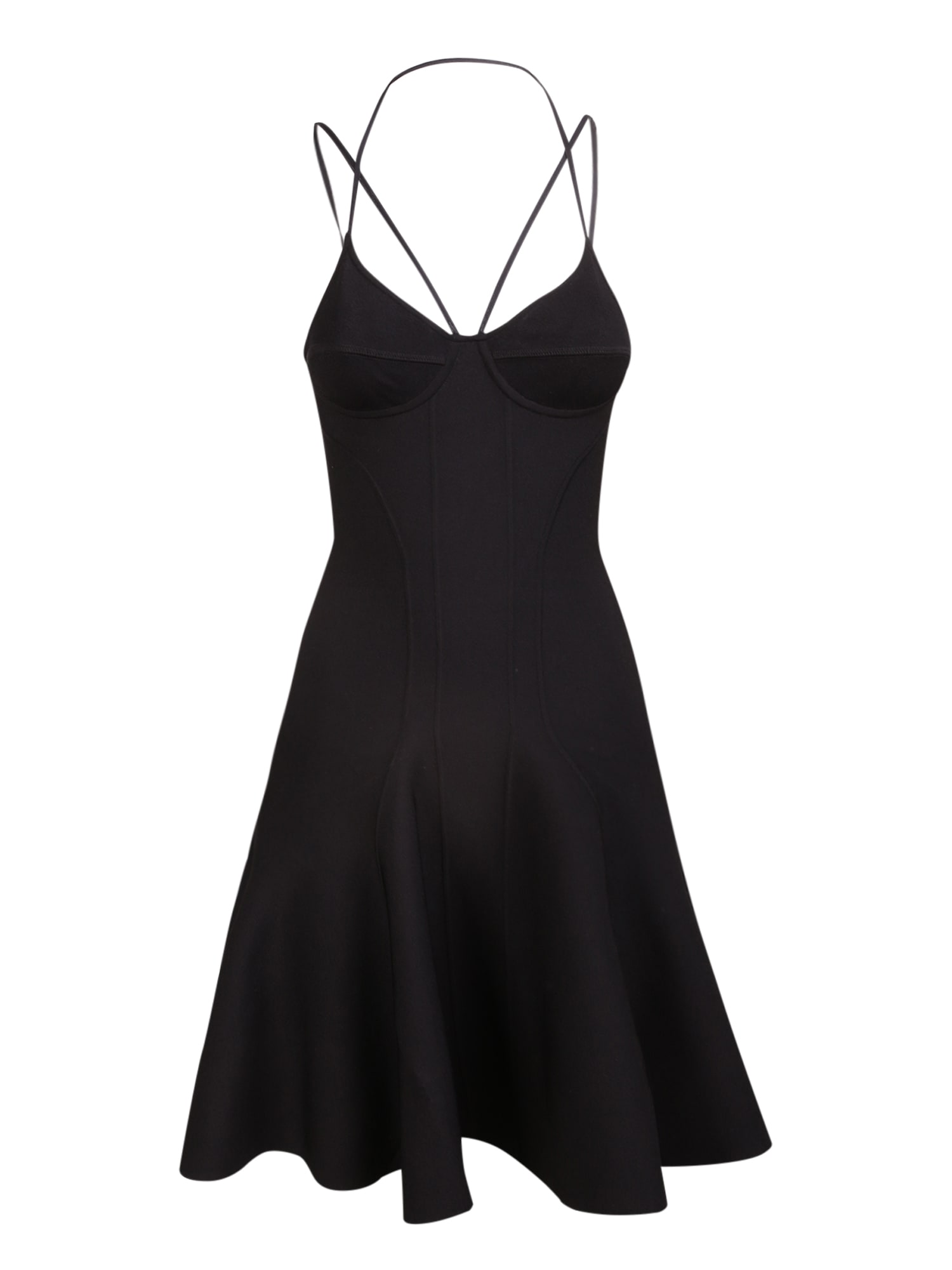 Shop Alexander Mcqueen Fluted Mini Dress In Black