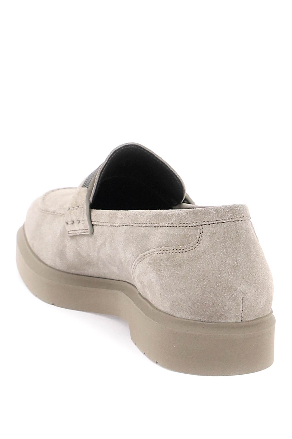 Shop Brunello Cucinelli Mocassins With Monili In Ice (grey)