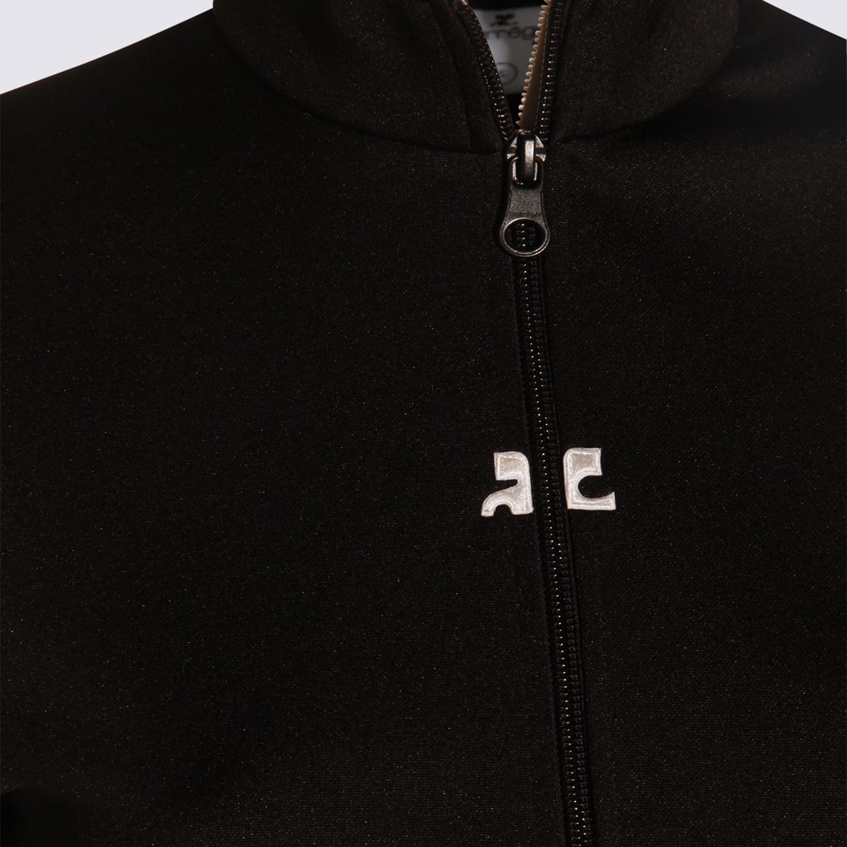 Courrèges Zip-front Short-sleeve Dress In Black