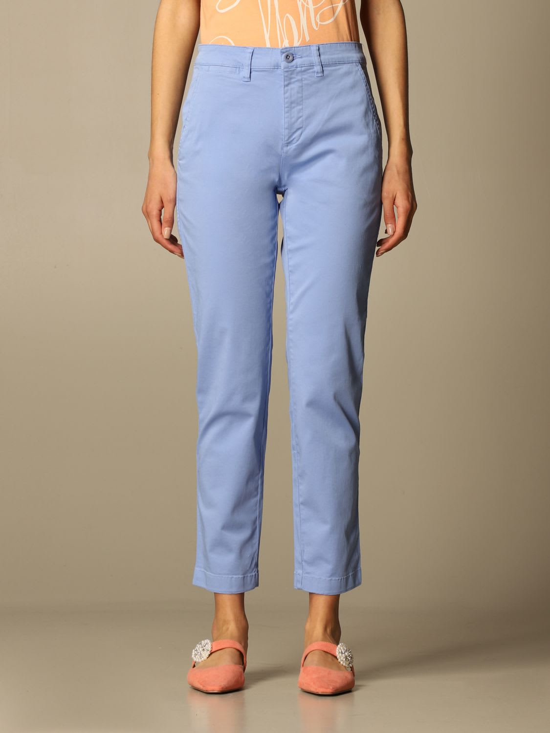 Ralph Lauren Lauren  Pants Lauren  Cotton Trousers In Sky Blue