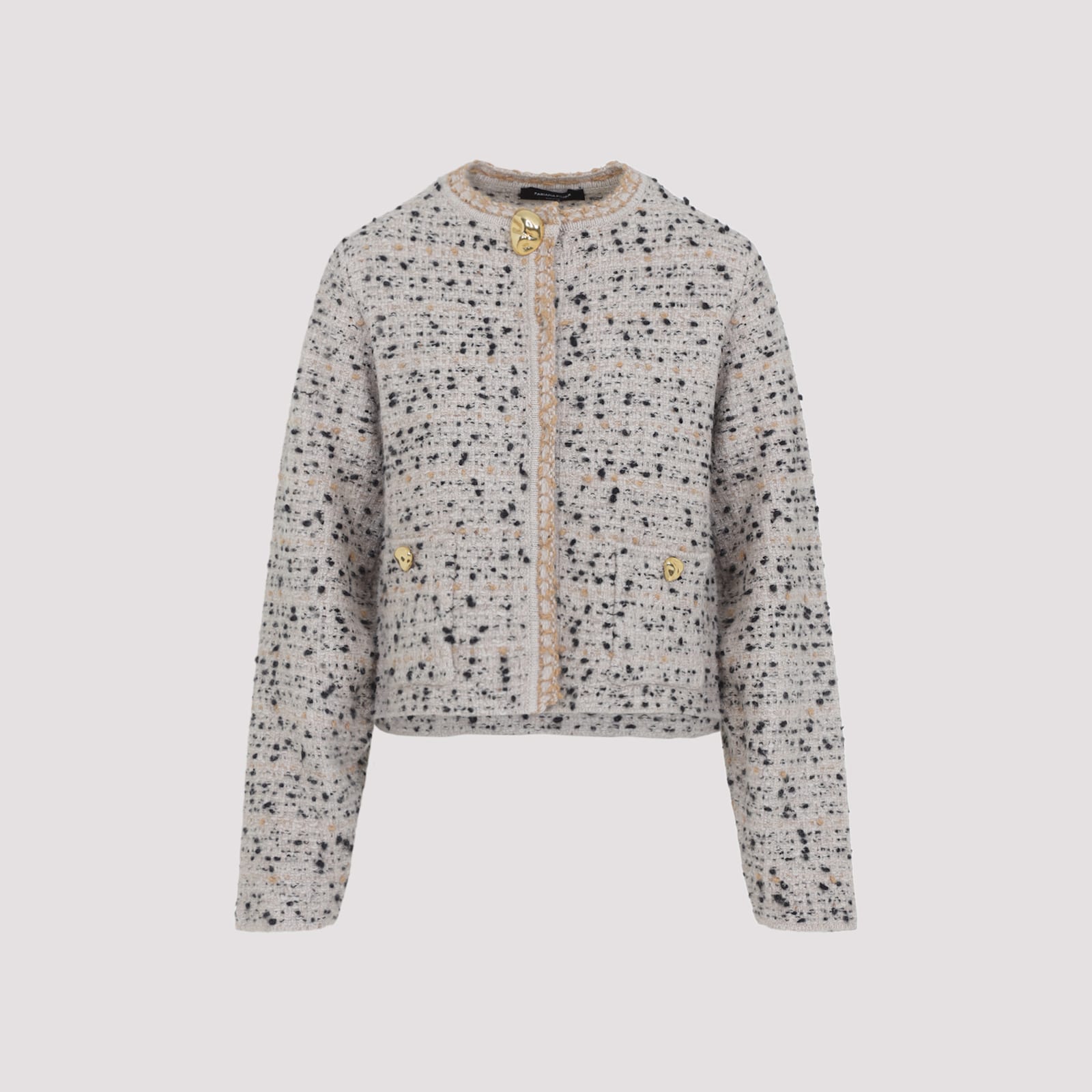 Fabiana Filippi Bouclé Wool Blend Jacket In Gray