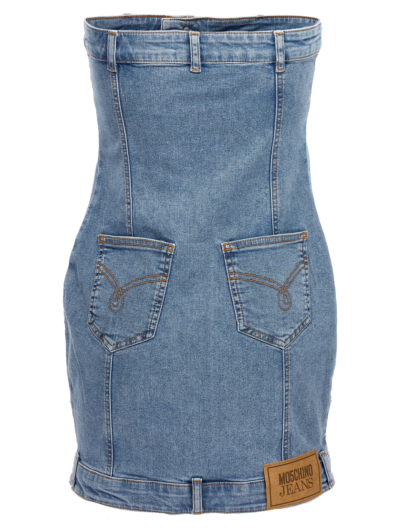 Shop M05ch1n0 Jeans Off-the-shoulder Denim Dress