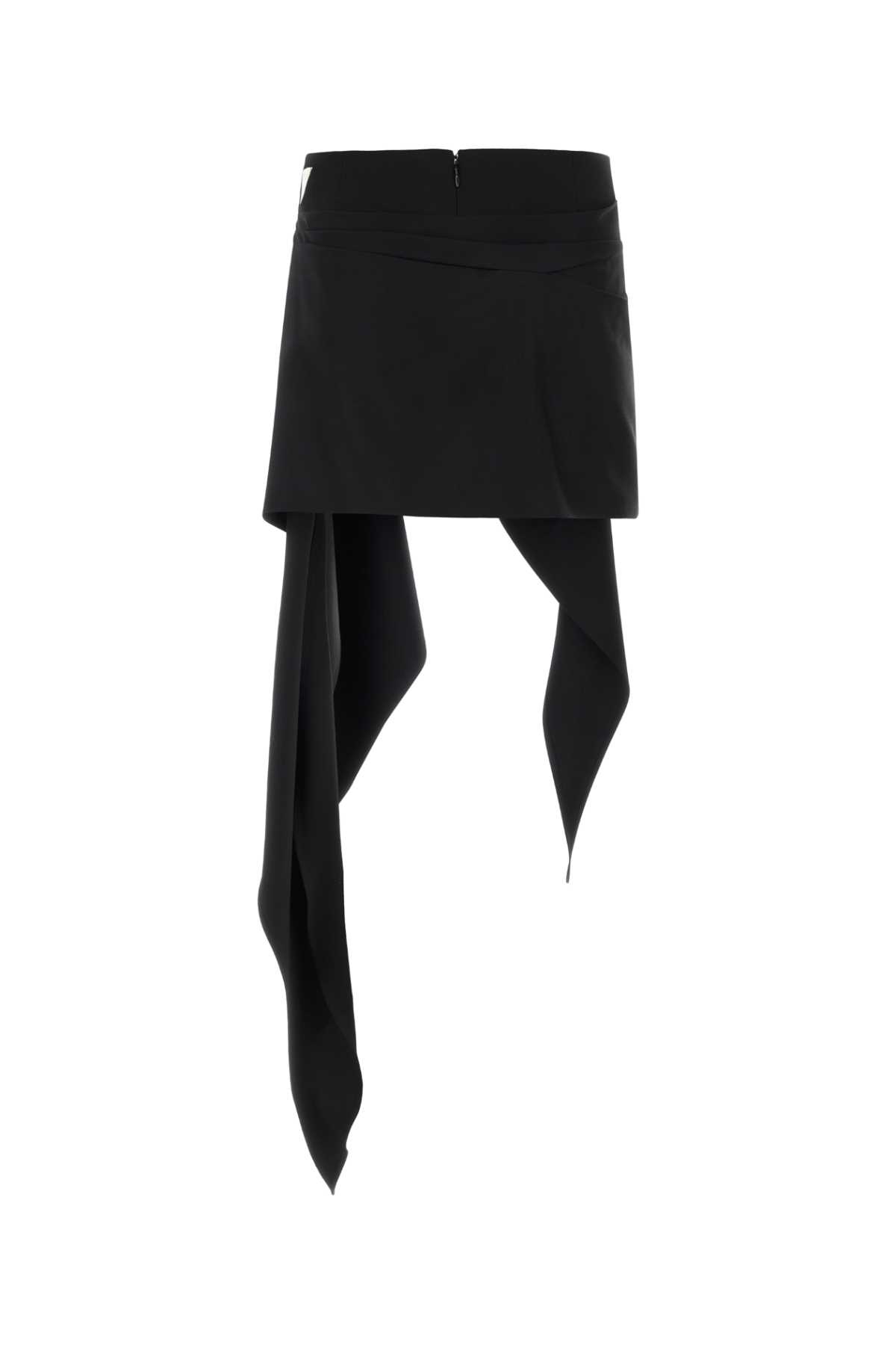 Attico Black Wool Blend Riley Mini Skirt
