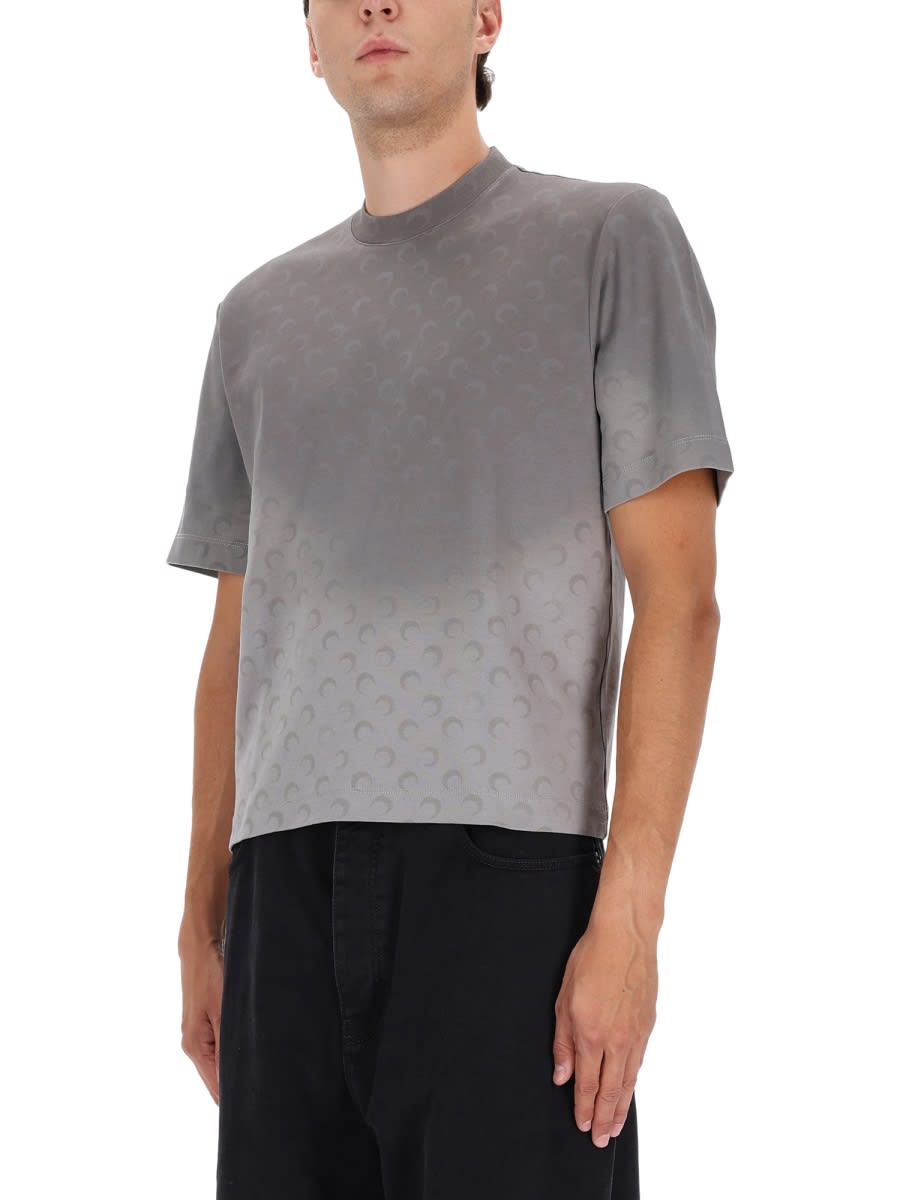 Marine Serre Faded Moon T-shirt In Gray