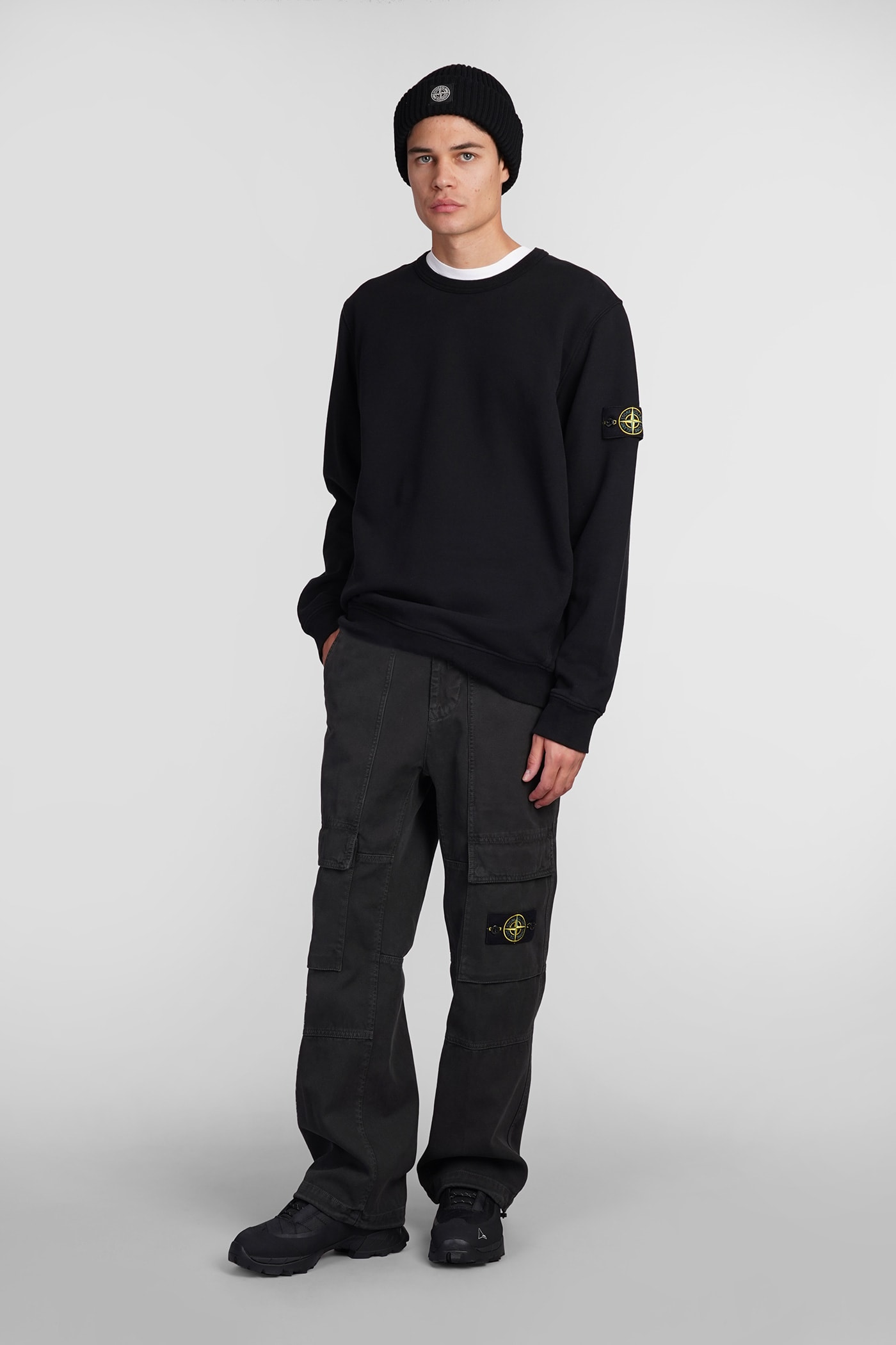 Shop Stone Island Sweatshirt In Black Cotton