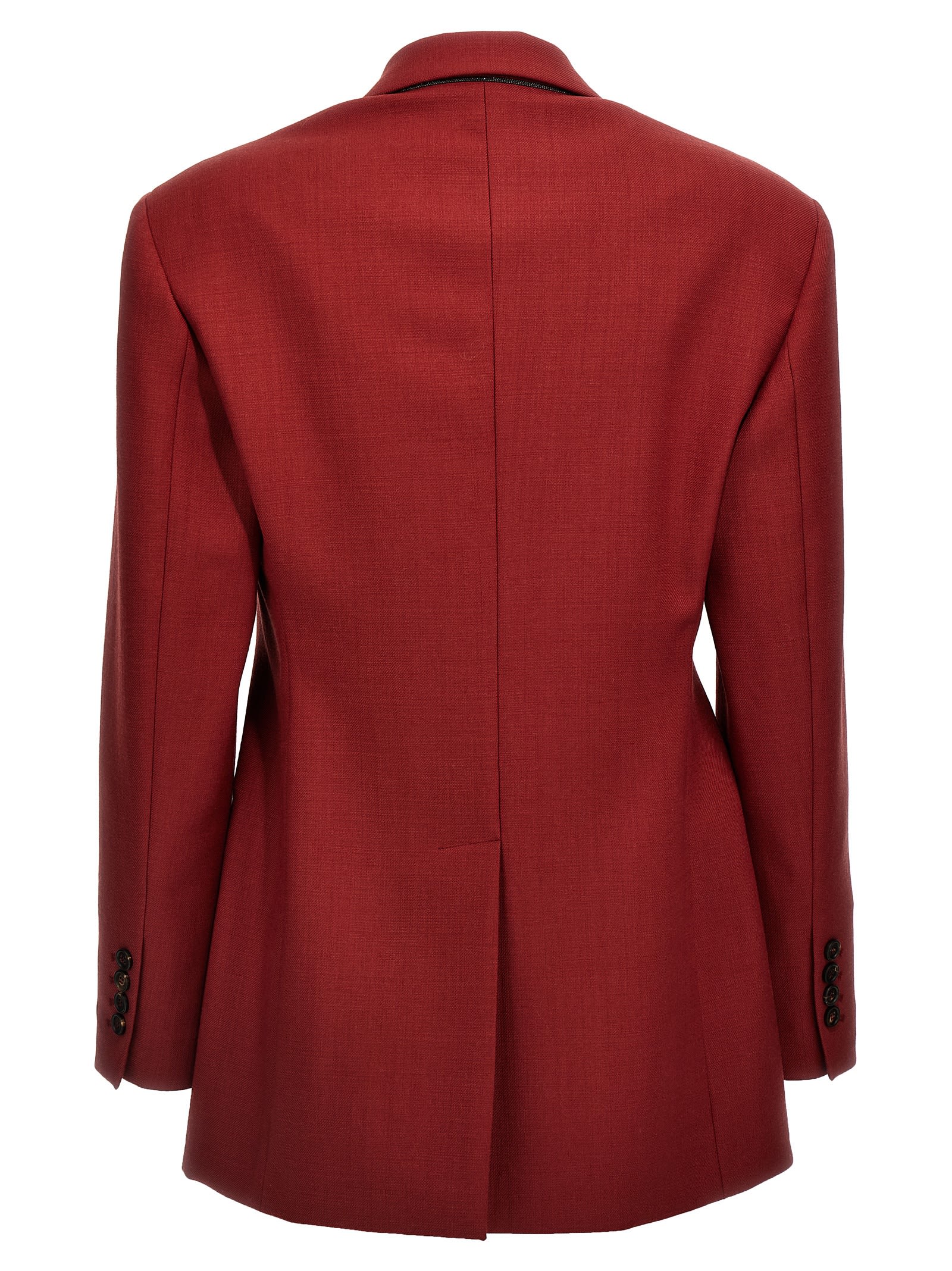 Shop Brunello Cucinelli Single-breasted Wool Blazer In Red