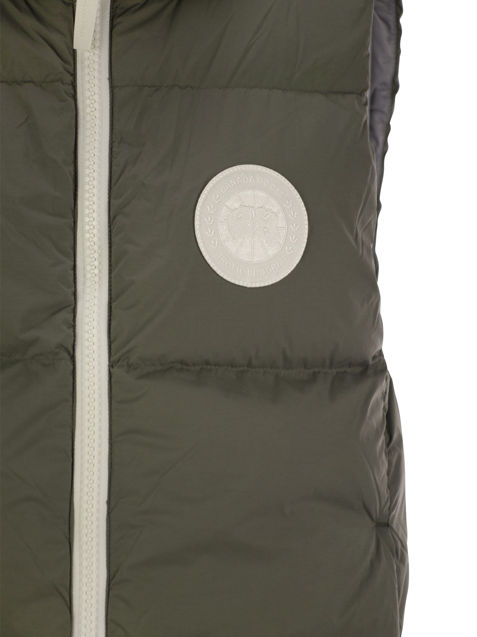 Shop Canada Goose Lawrence - Padded Gilet With White Logo In Sage