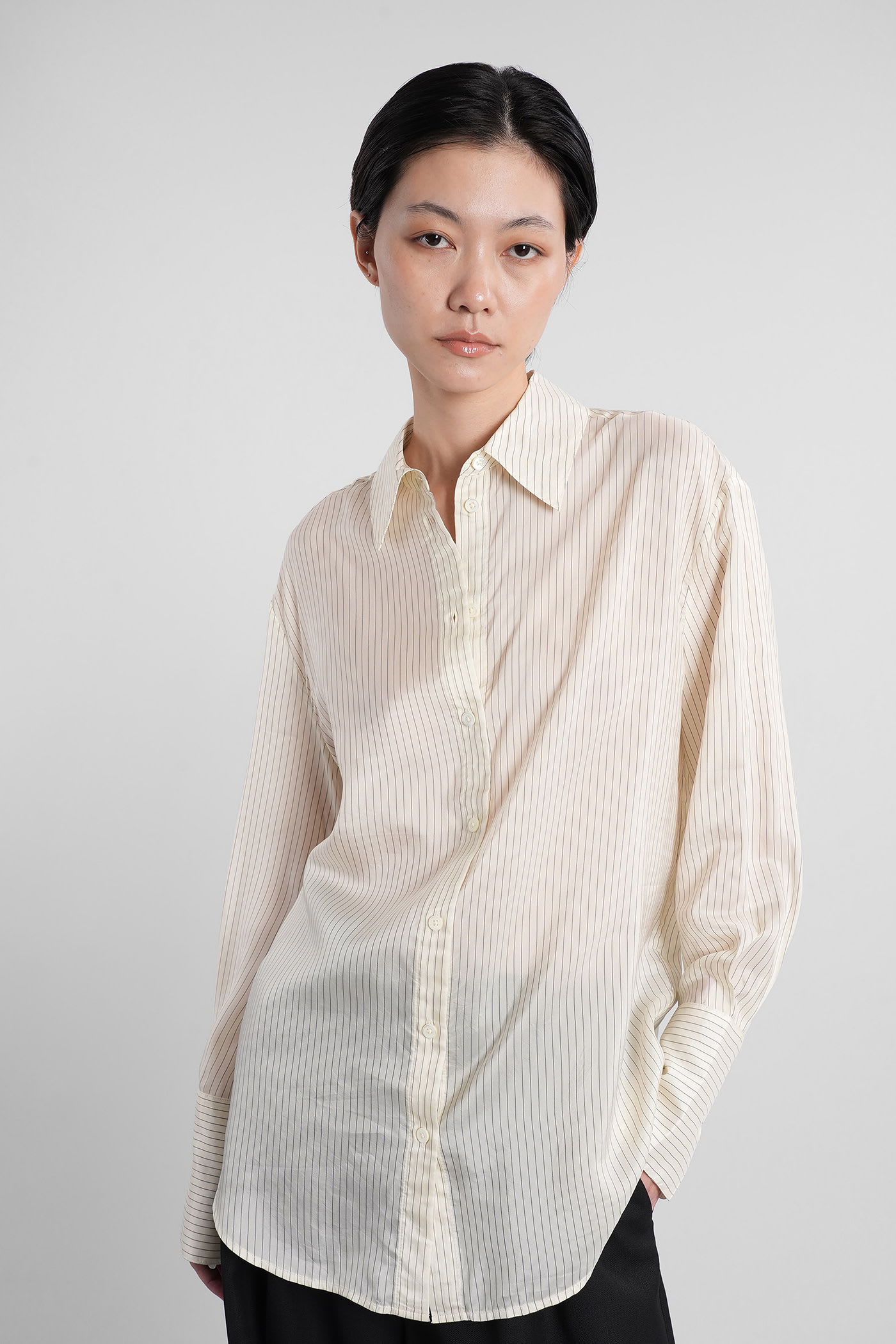 Anine Bing Bridget Shirt In Beige Polyamide Polyester In White