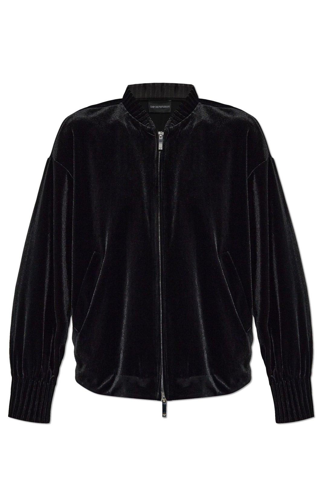 Shop Emporio Armani Velvet Sweatshirt In Black