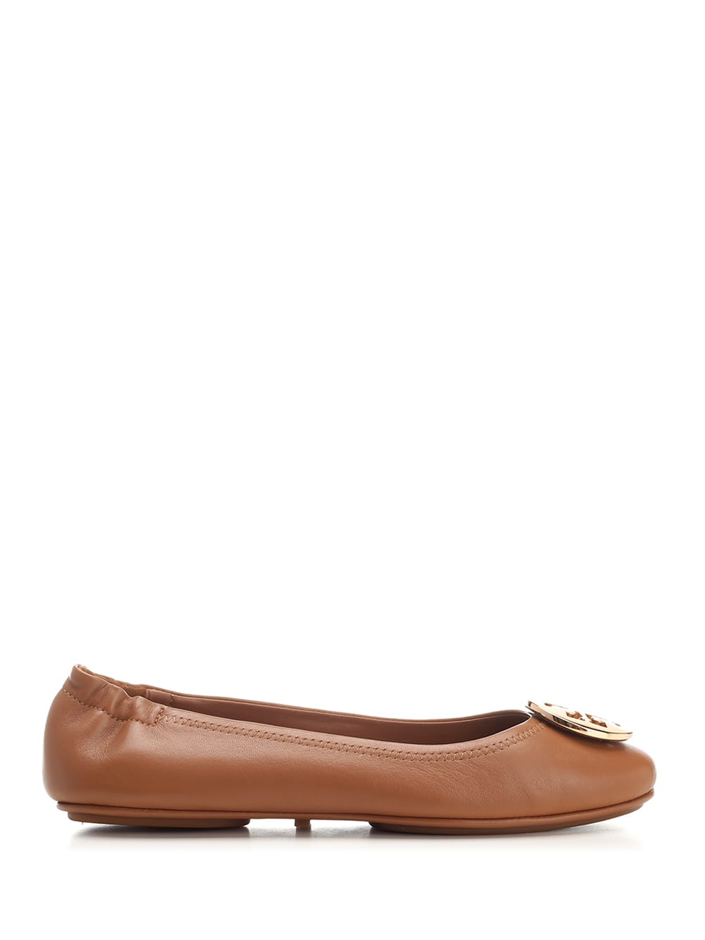 Shop Tory Burch Brown Minnie Ballet Flats Flat Shoes In Cuoio