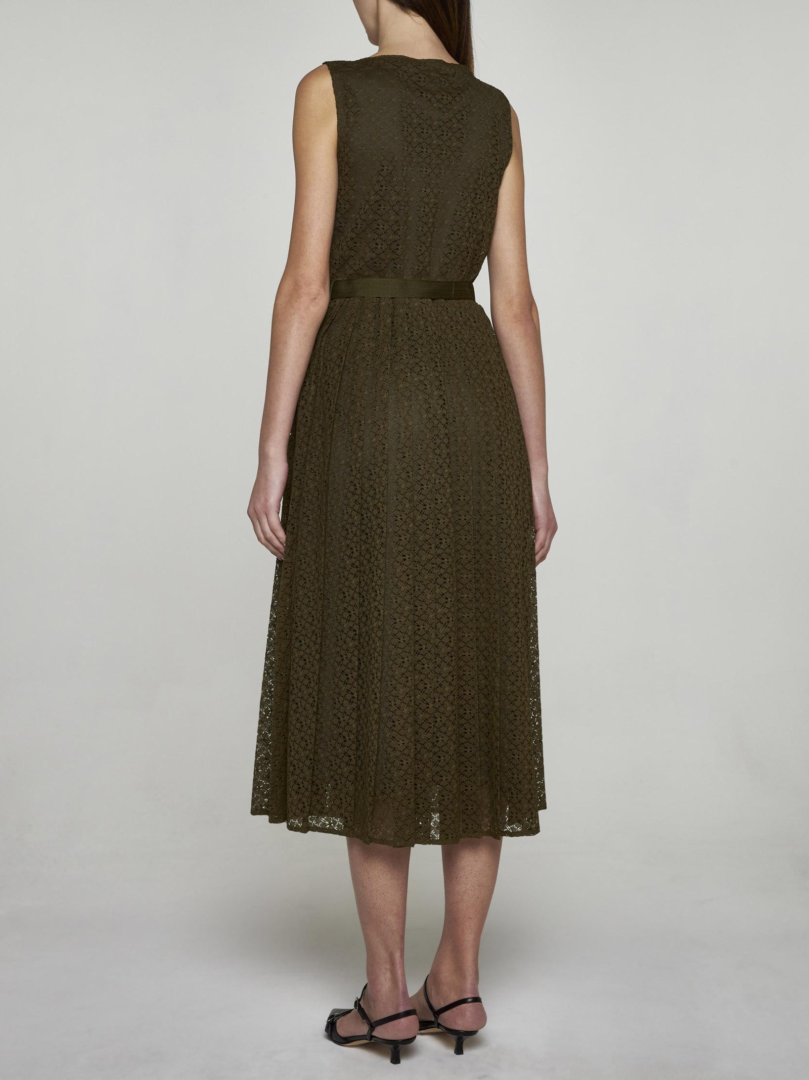 Shop Max Mara Blando Lace Midi Dress In Khaki