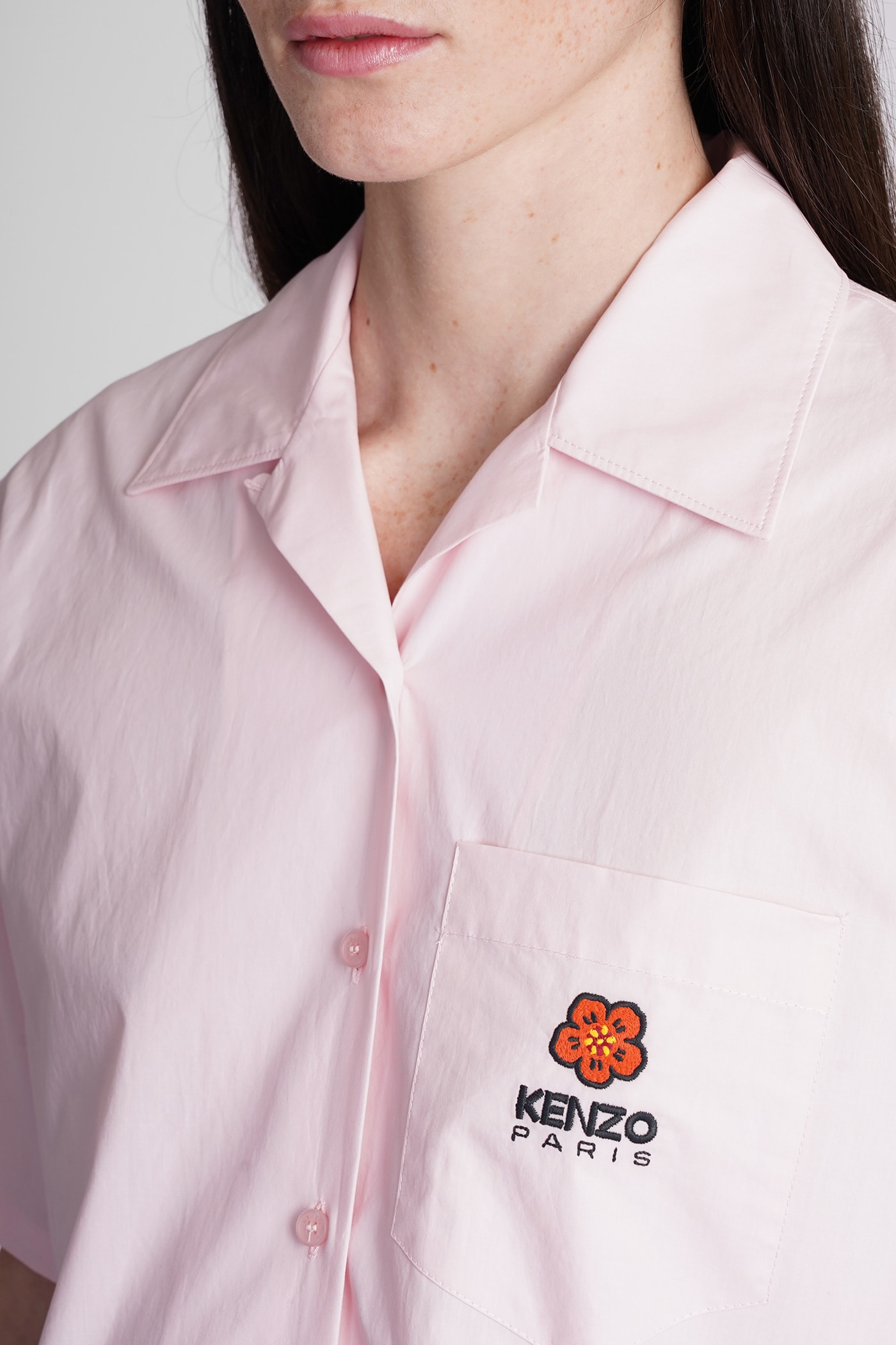 Shop Kenzo Shirt In Rose-pink Cotton