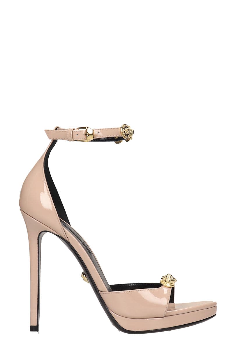 Versace Sandals In Powder Patent Leather