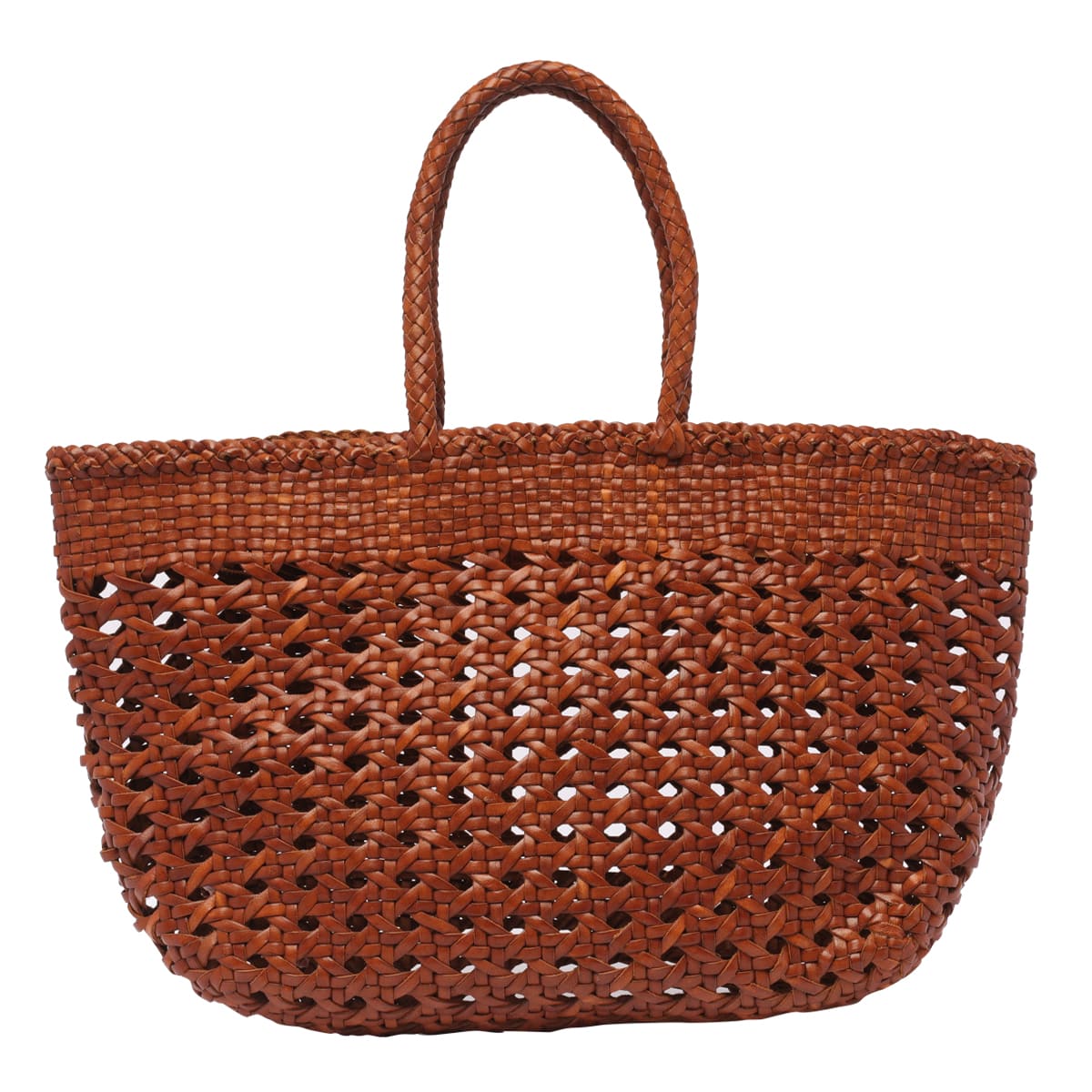 Beige Nantucket large woven-leather basket bag, Dragon Diffusion
