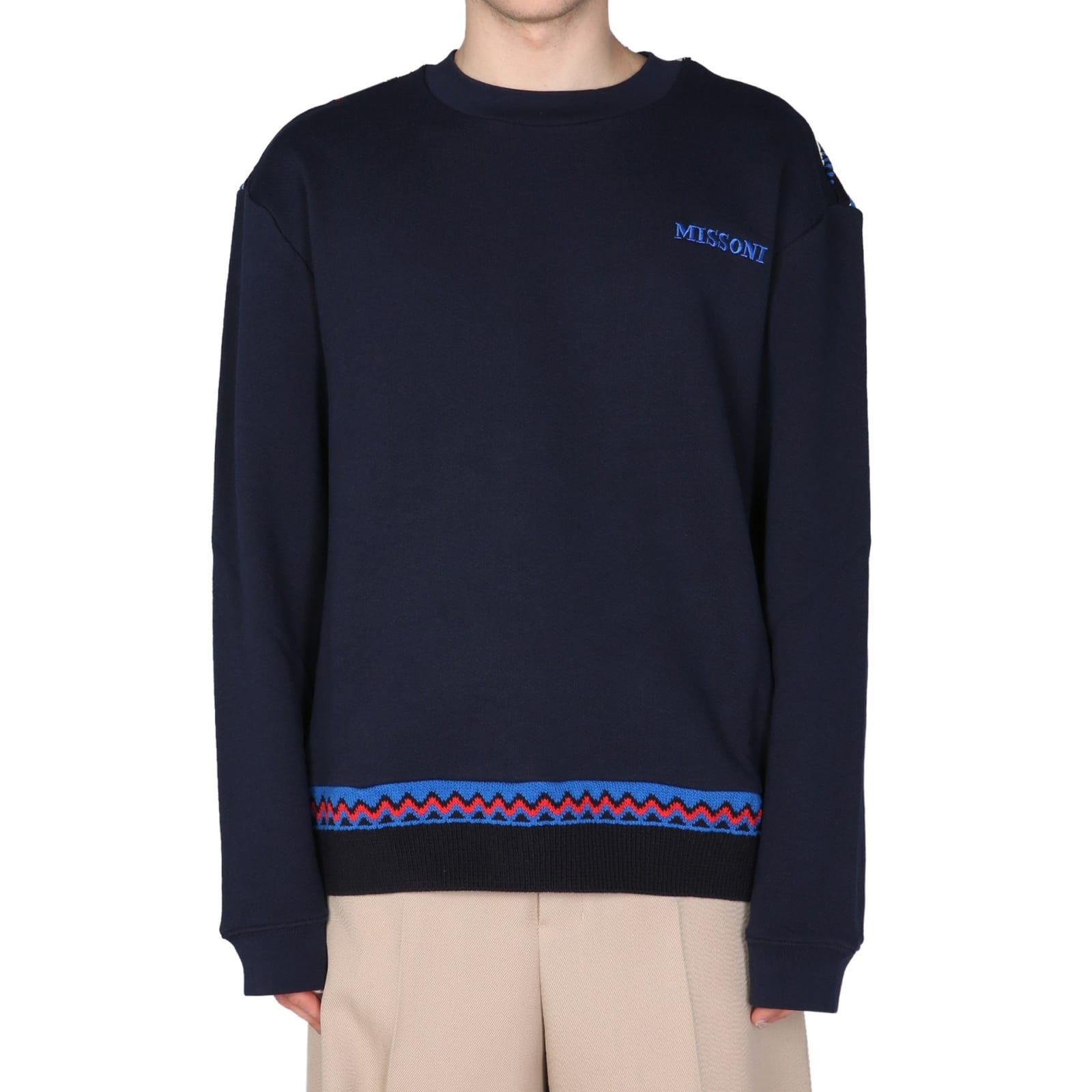 Shop Missoni Crewneck Sweatshirt In Blue