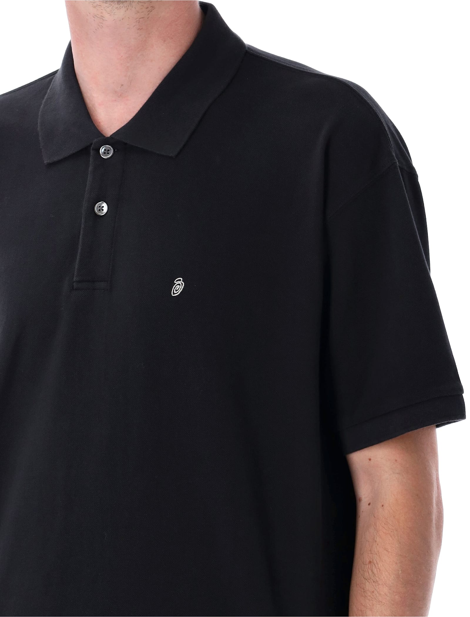 Stussy Classic Pique Polo Shirt In Black