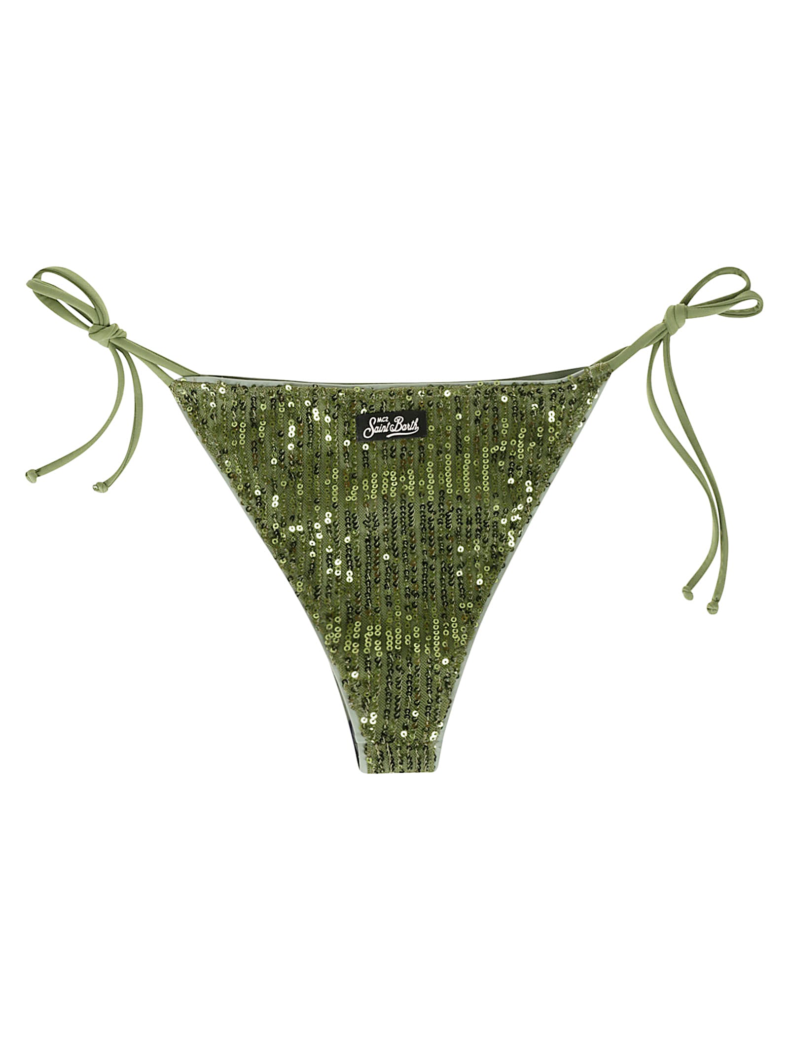 Mc2 Saint Barth Sequined Tie-side Bikini Bottoms In Green