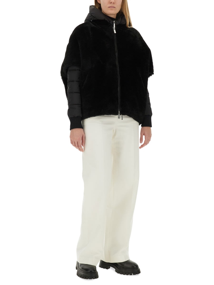 Moorer Sp-pegaso-ks3 Hooded Shearling Jacket In Black