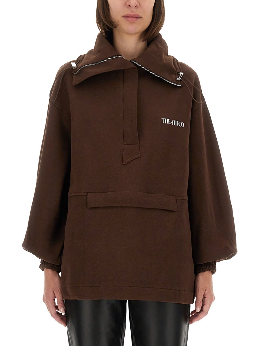 Attico Blouson With Logo In Brown