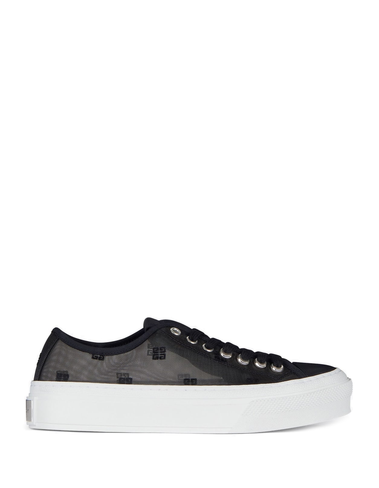 Givenchy Black City Sneakers In 4g Transparent Mesh In Nero