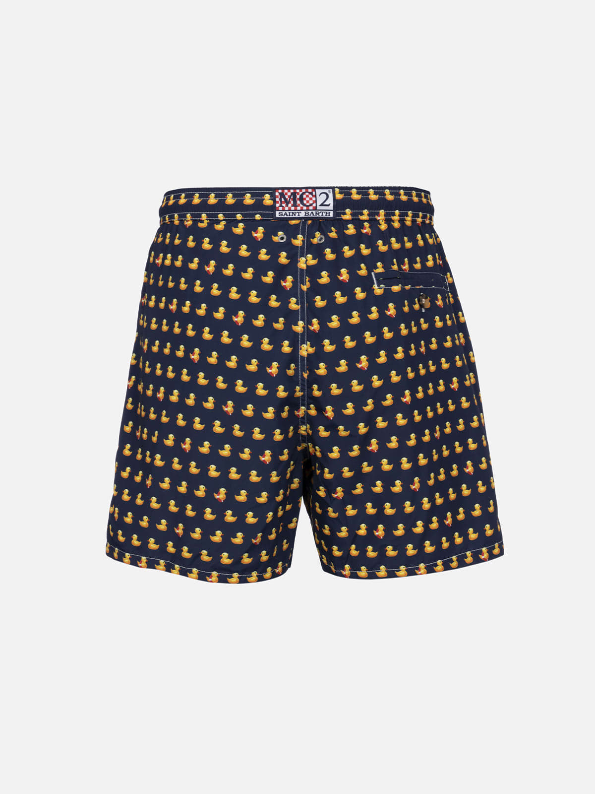 Shop Mc2 Saint Barth Man Lightweight Fabric Swim-shorts Lighting Micro Fantasy With Ducky Print In Blue