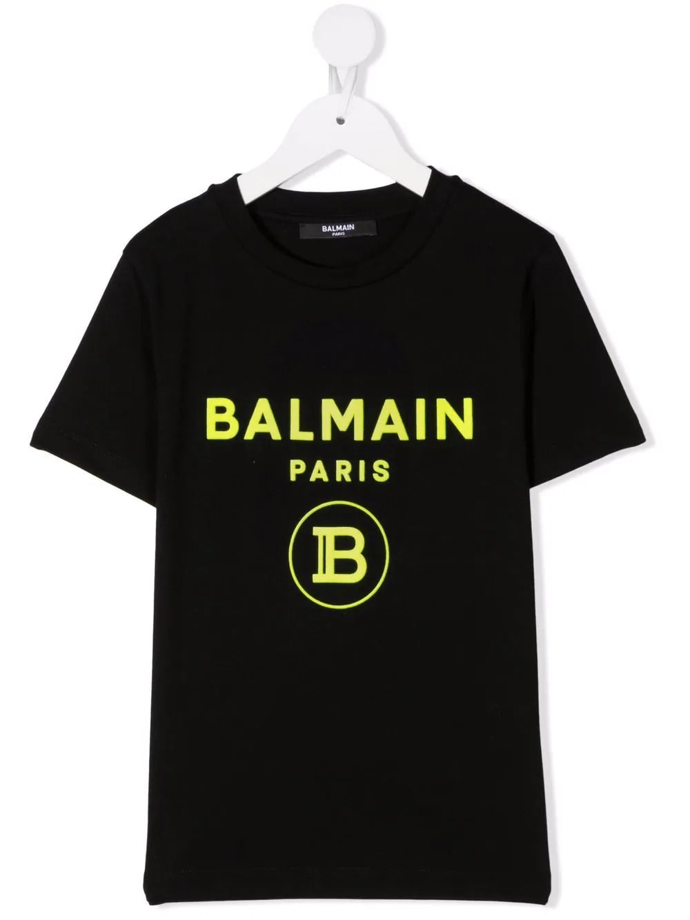 Balmain Kids Black T-shirt With B Logo In Yellow Velvet