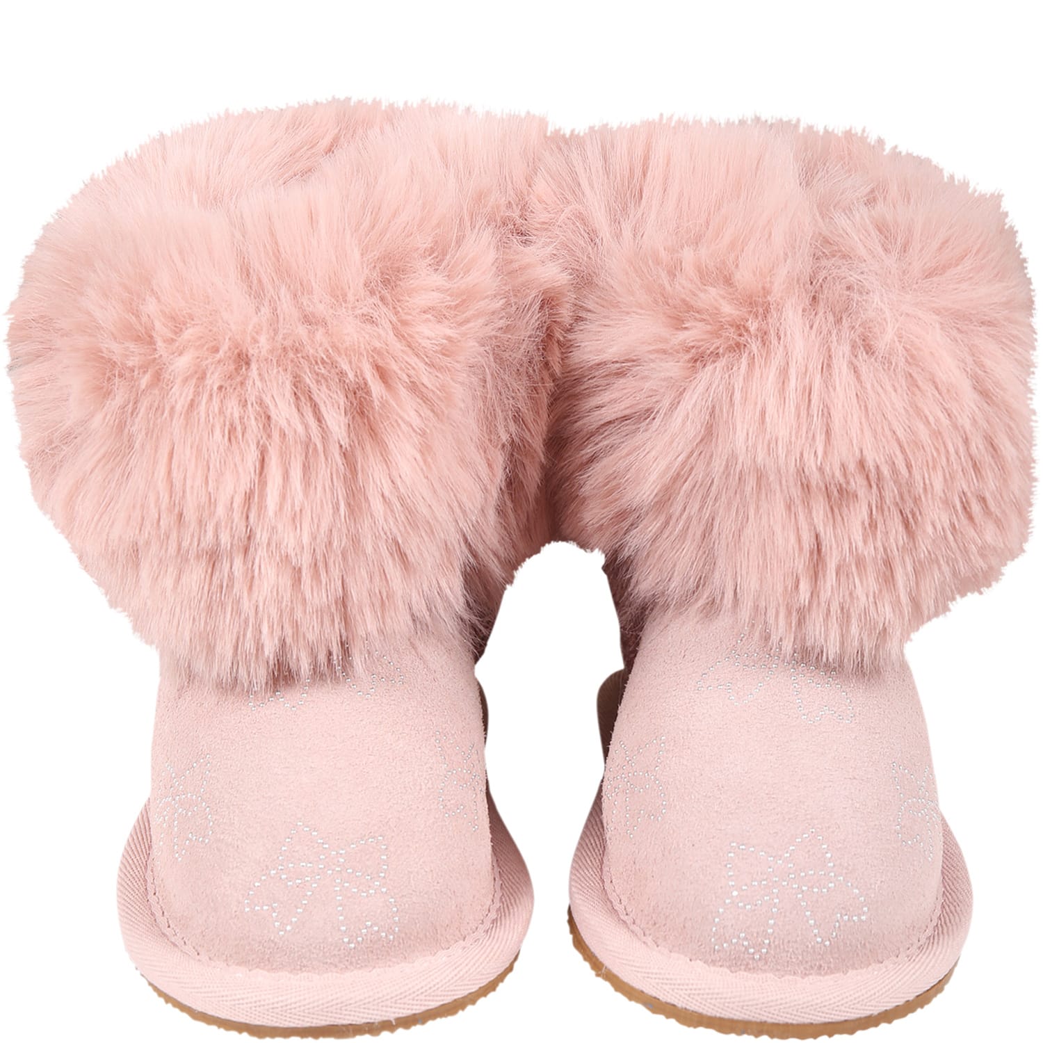 Shop Monnalisa Pink Boots For Girl With Bows In Rosa Antico