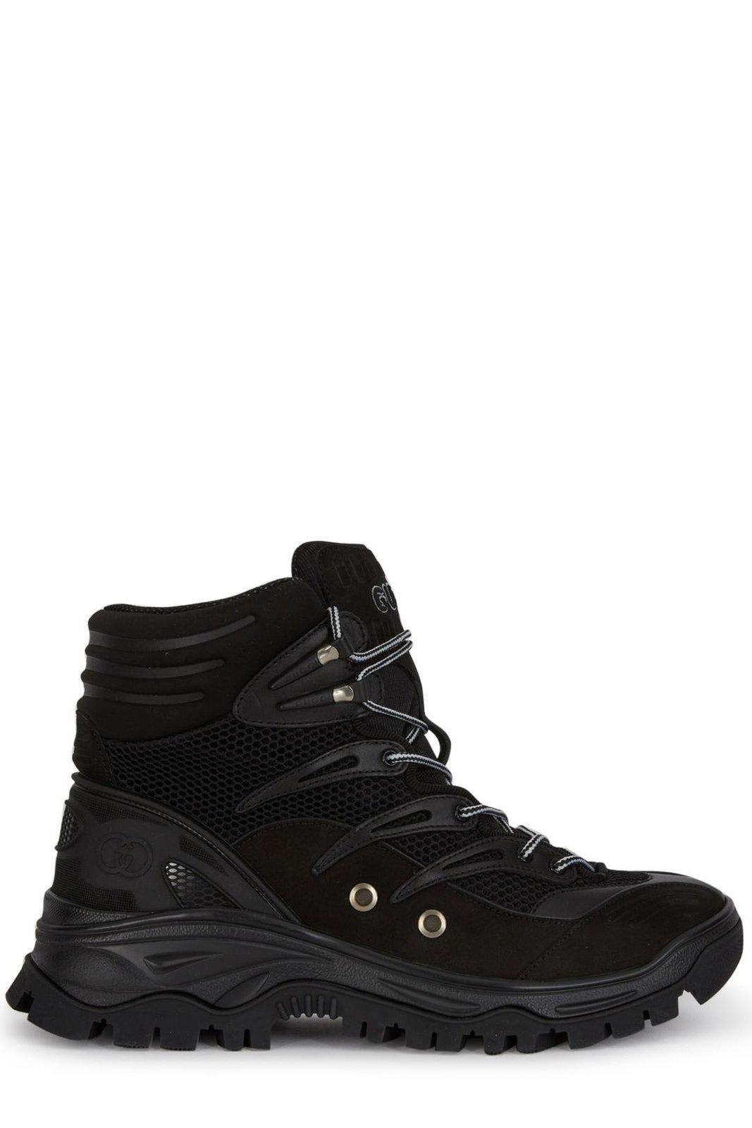 Gucci Mesh Panelled Lace-Up Boots