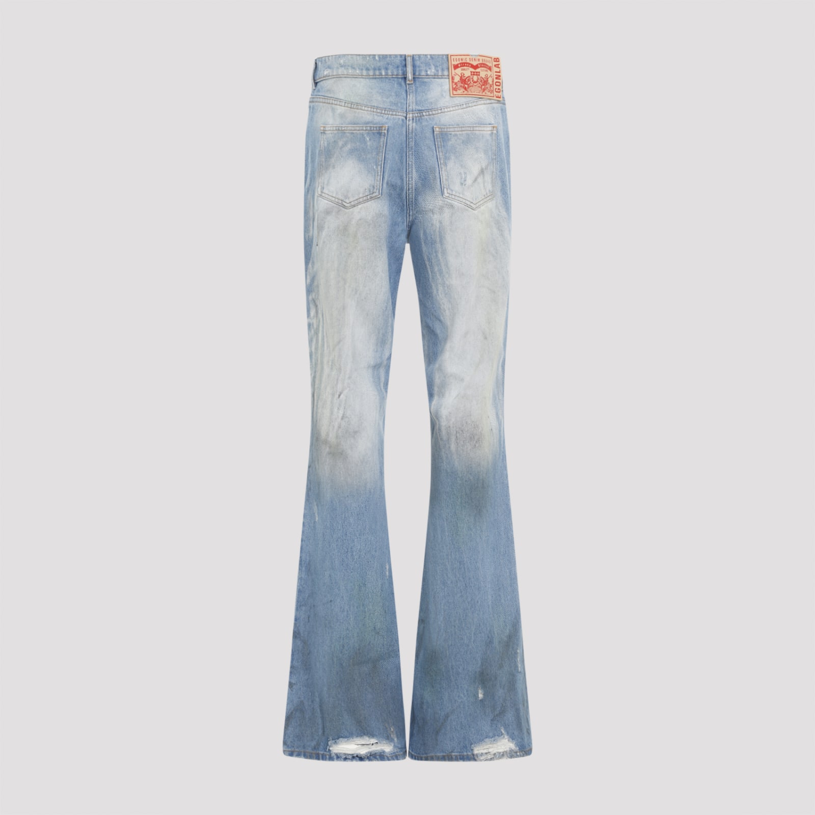 Shop Egonlab Samy Wide Leg Jeans In Denim Blue