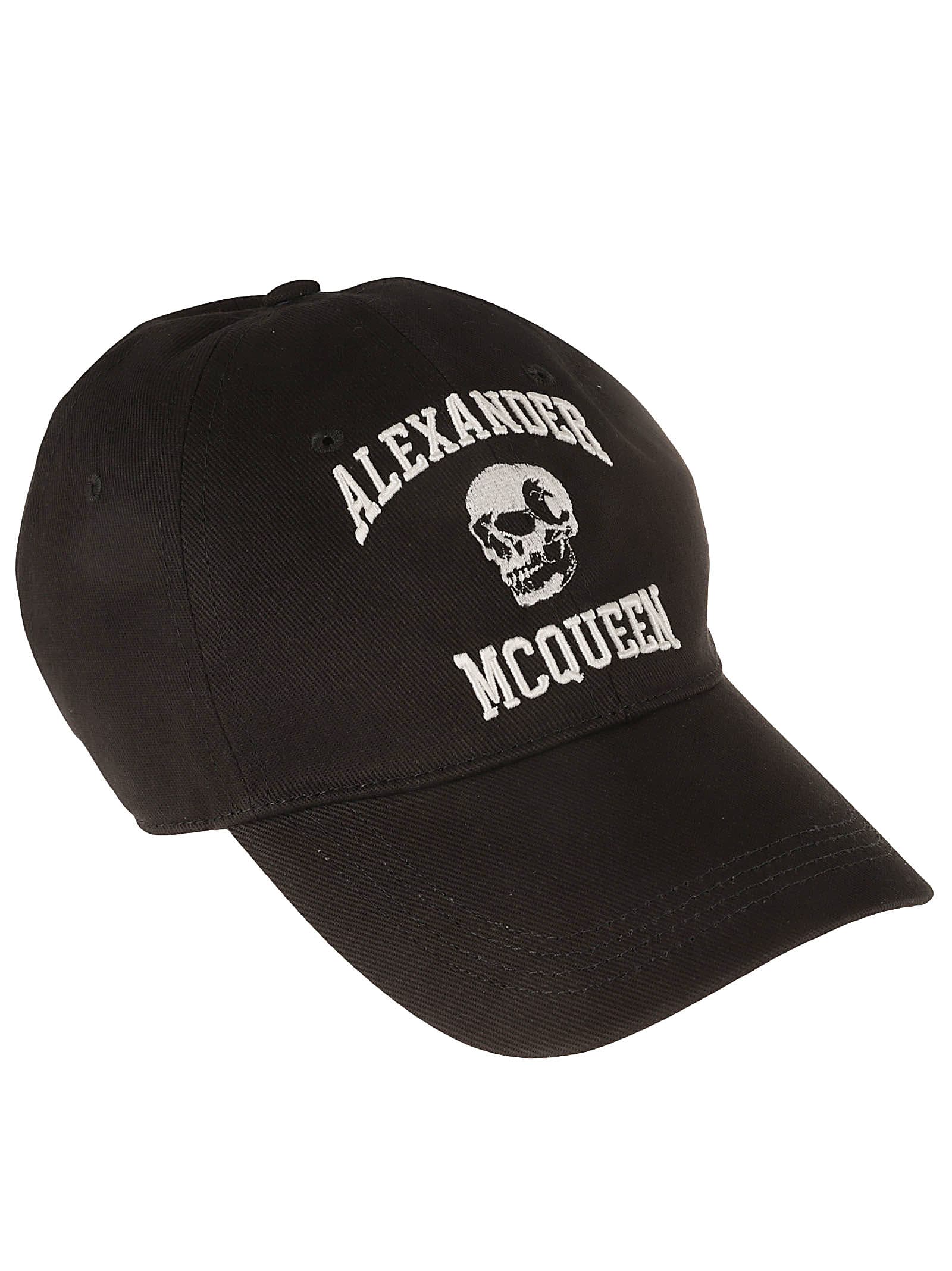 Shop Alexander Mcqueen Skull Logo Baseball Cap In Black/ivory