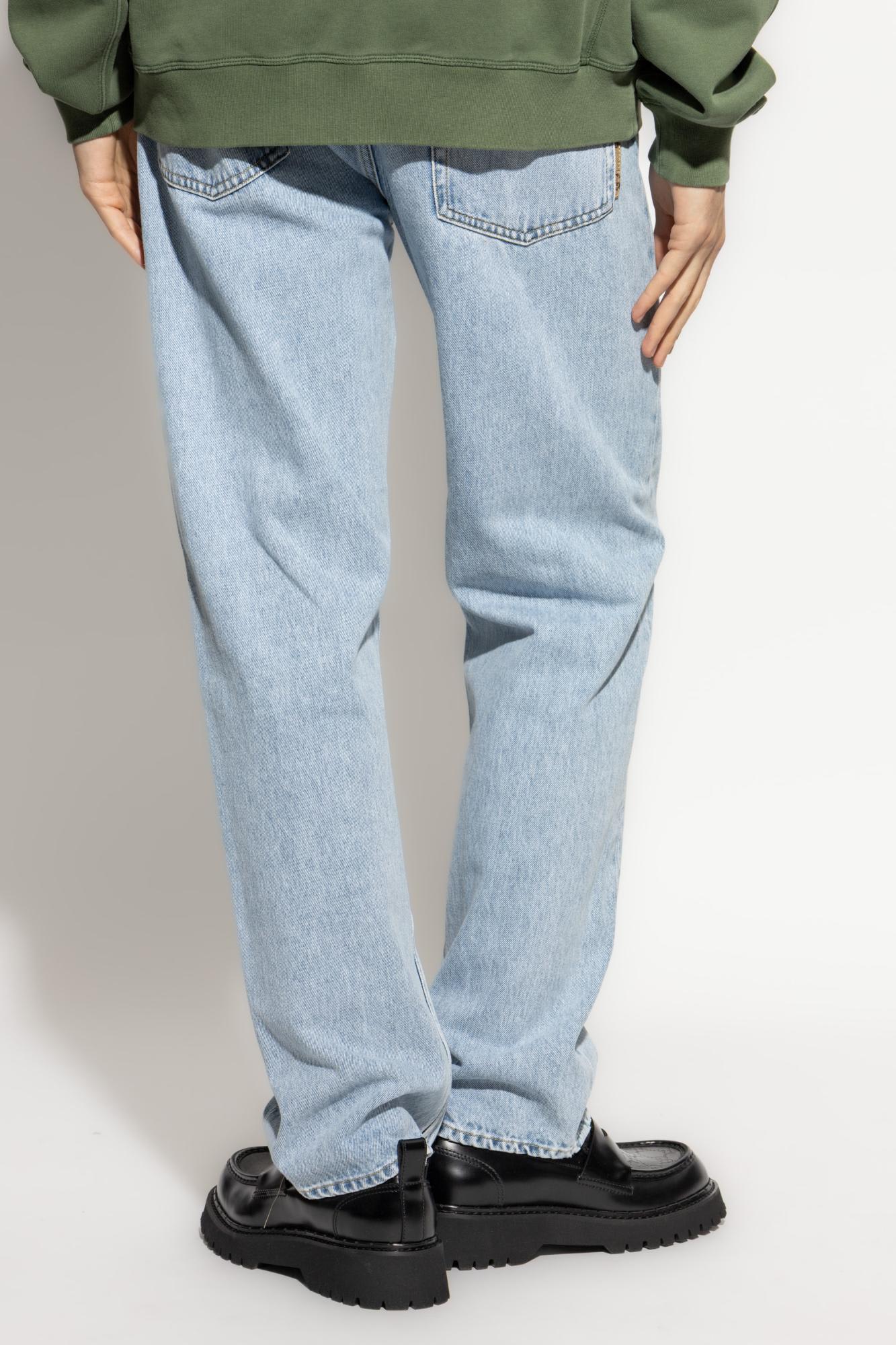 Gucci Men Light Blue Jeans With Gg Detail On The Pocket And Logo Patch On The Rear In Denim Man In Blue