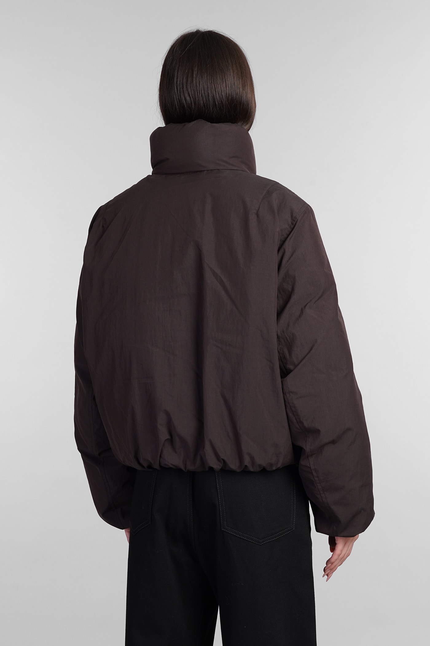 Shop Lemaire Puffer In Brown Polyamide