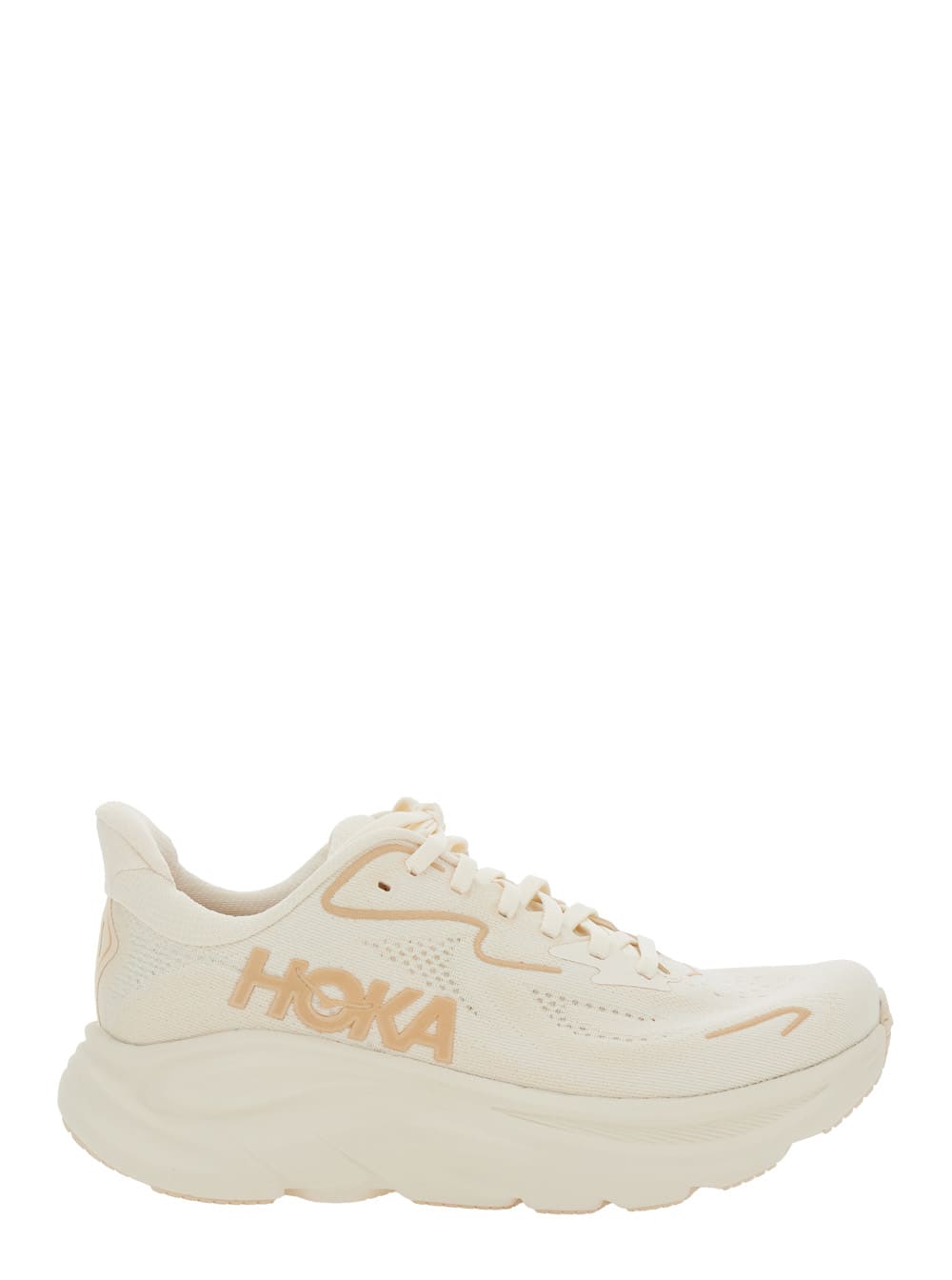 clifton 10 White Low Top Sneakers With Oversize Sole And Logo Lettering On The Side In Tehc Fabric Unisex