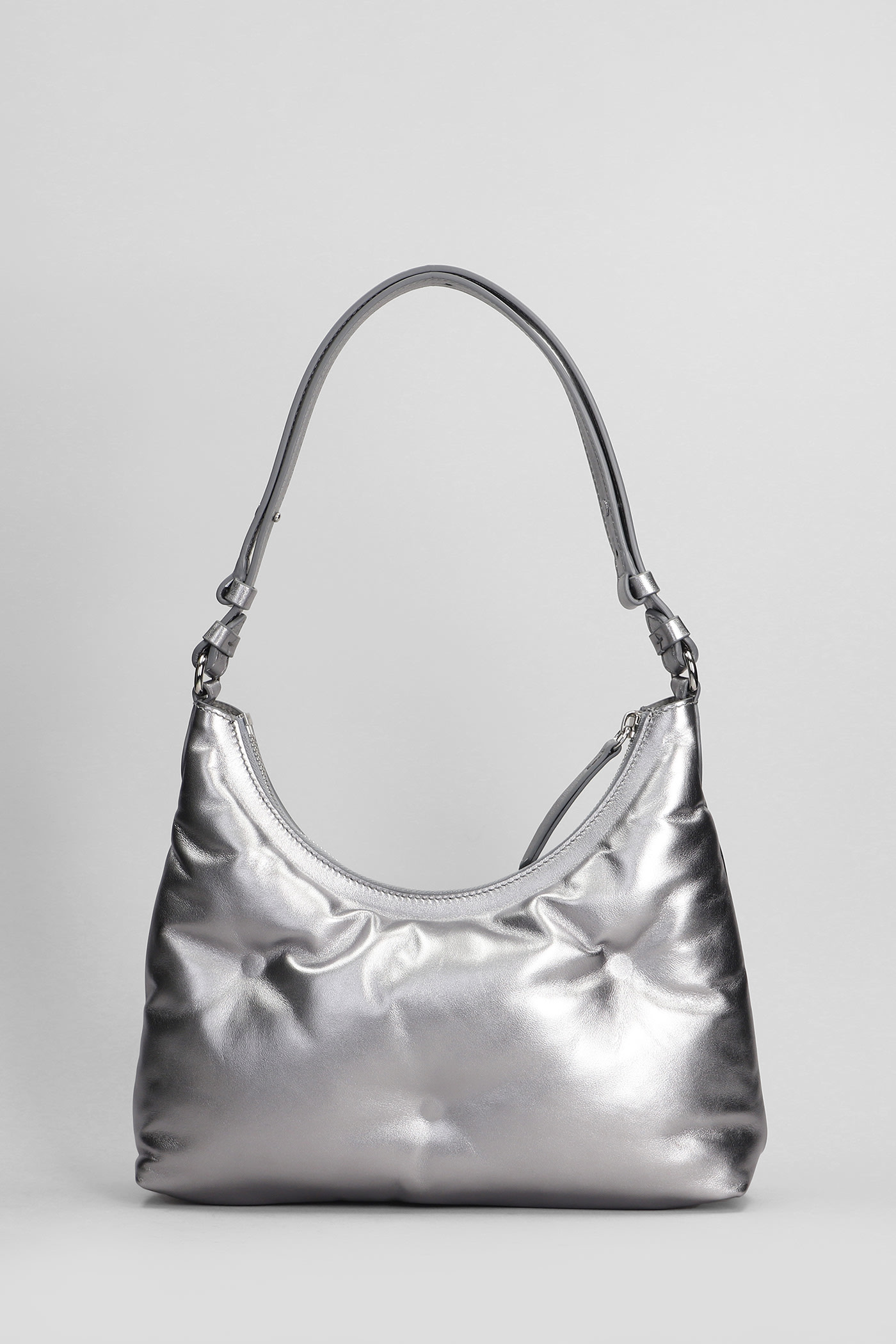 Shop Maison Margiela Glam Slam Shoulder Bag In Silver Leather