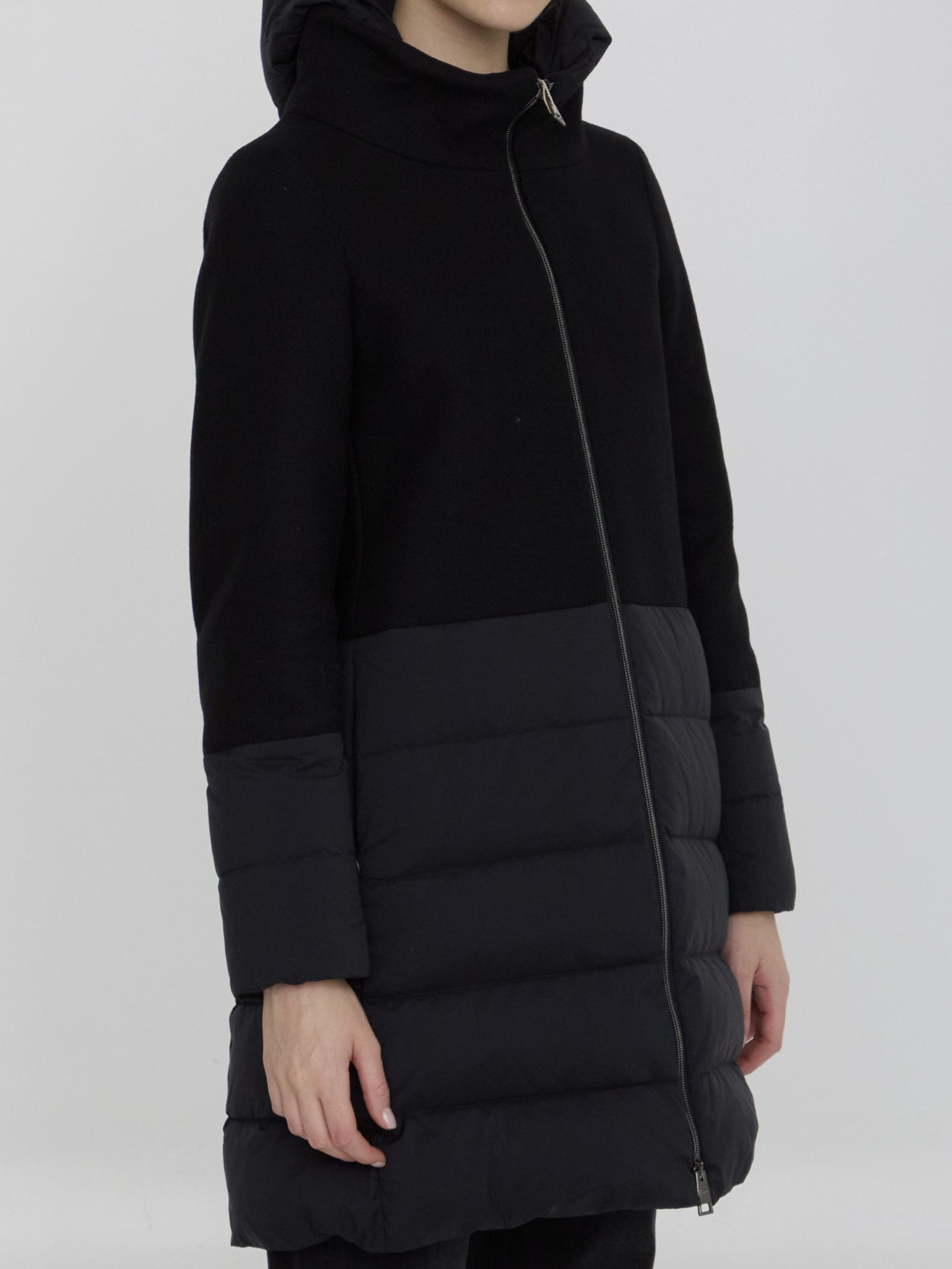 Shop Herno Coat In Wool And Nylon In Nero