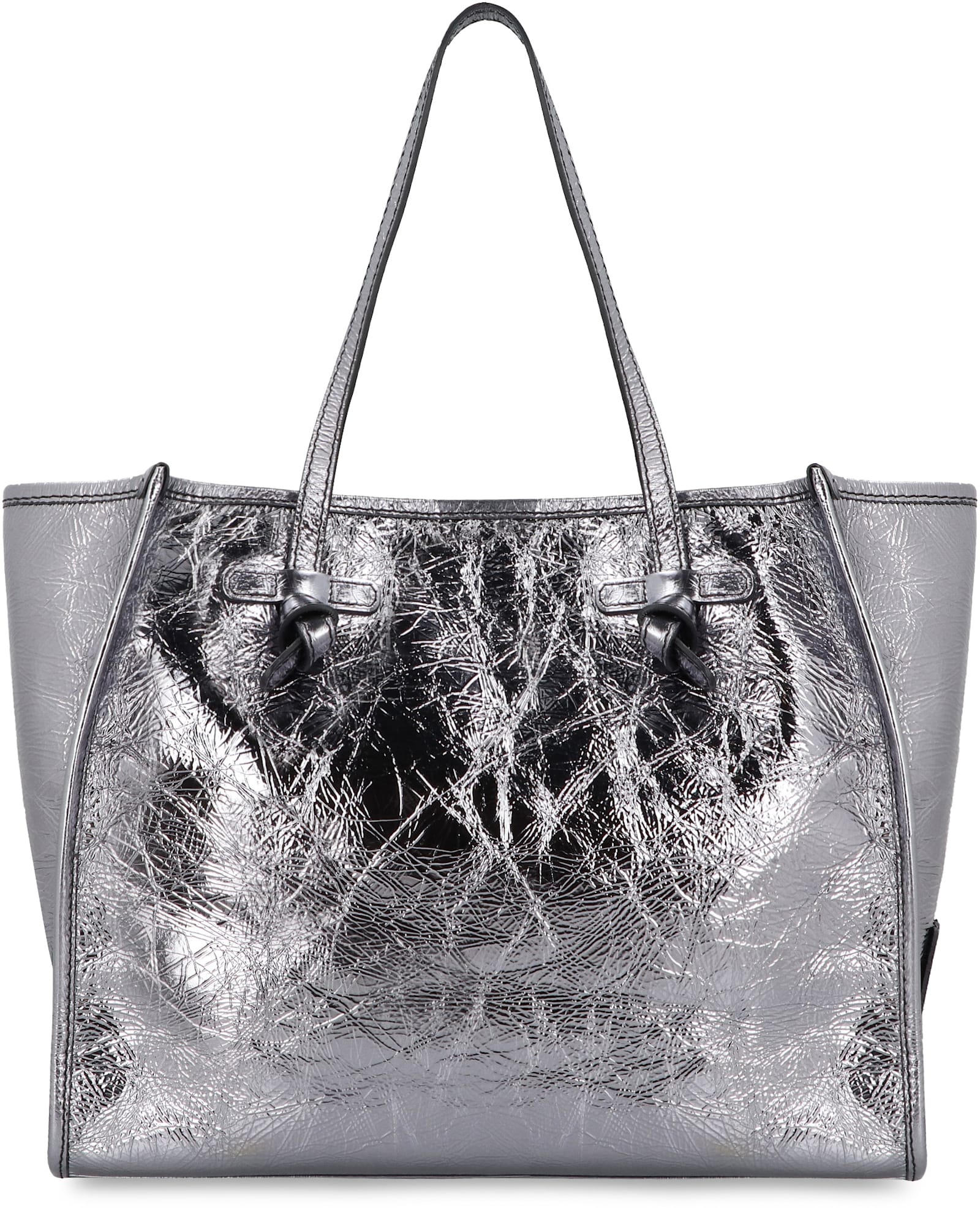 Shop Gianni Chiarini Marcella Smooth Leather Tote Bag In Silver