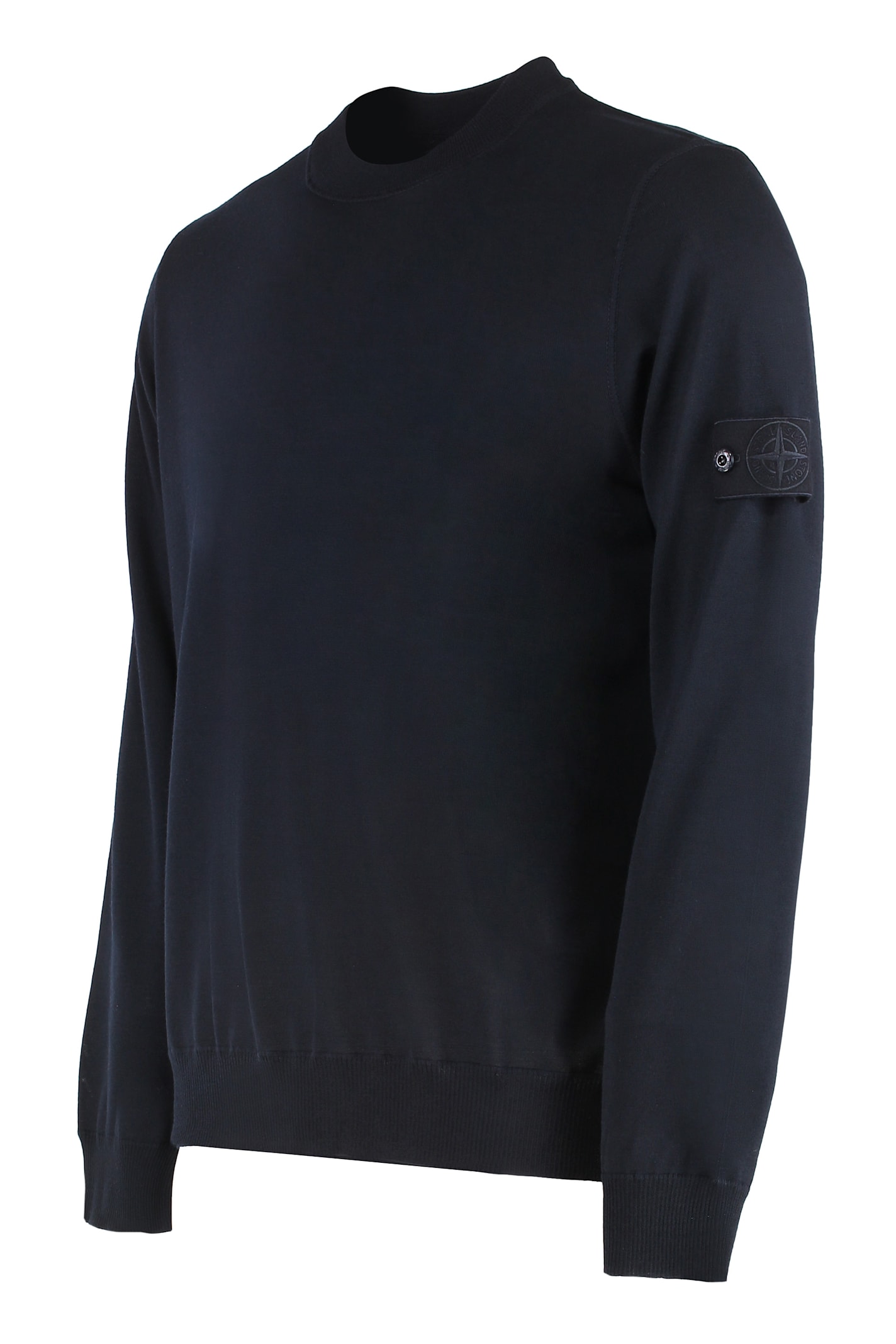 Shop Stone Island Virgin Wool Crew-neck Sweater In Blue