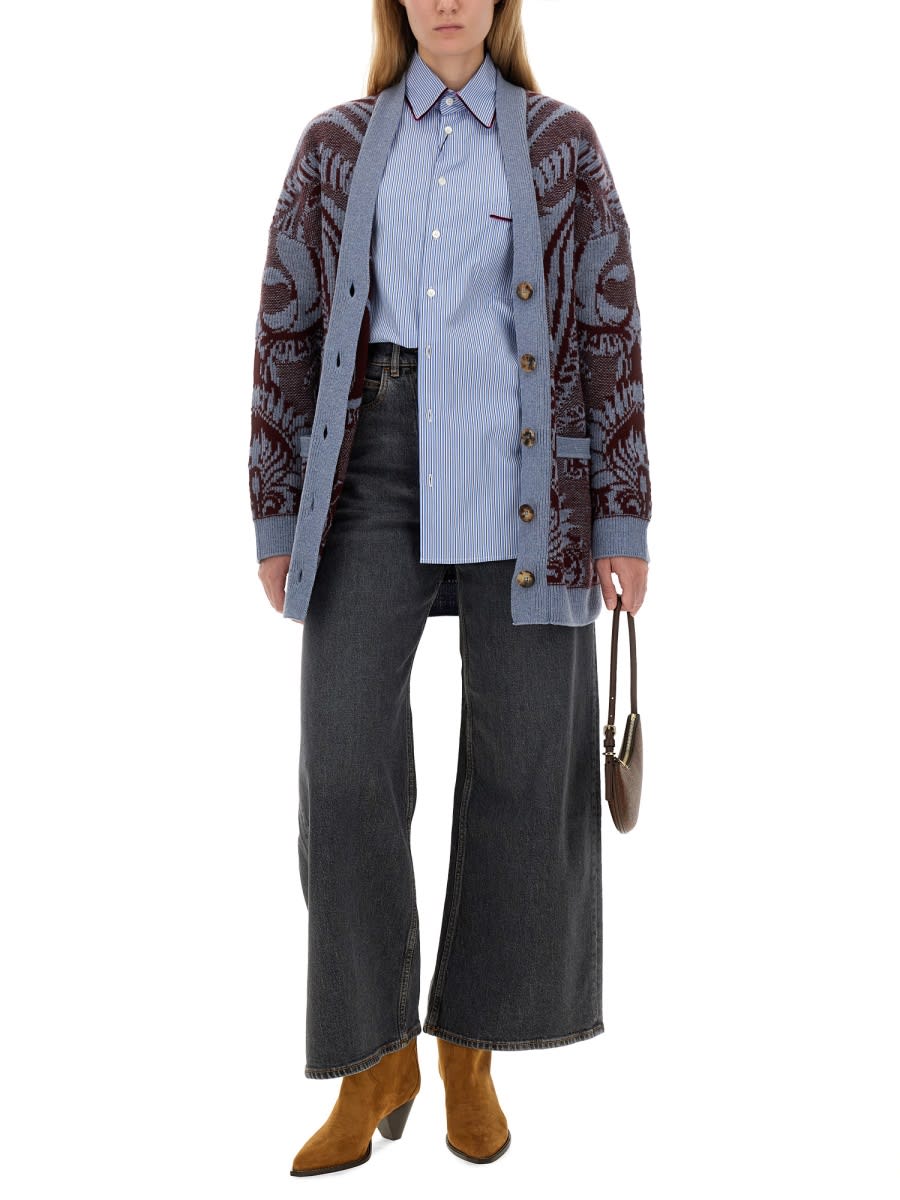 Shop Etro Multicolor Wool Cardigan In Multicolour