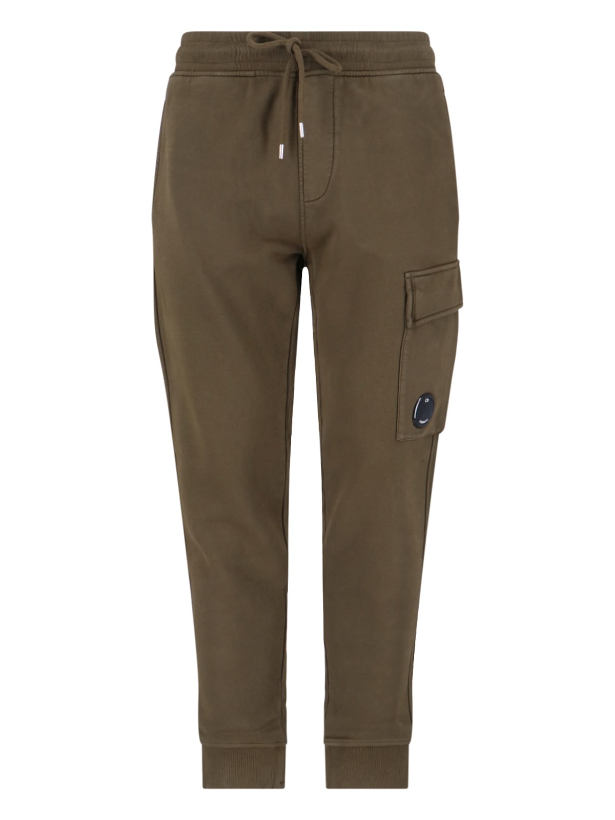 C.p. Company Cargo Pocket Drawstring Waist Ribbed Cuffs Trousers In Brown