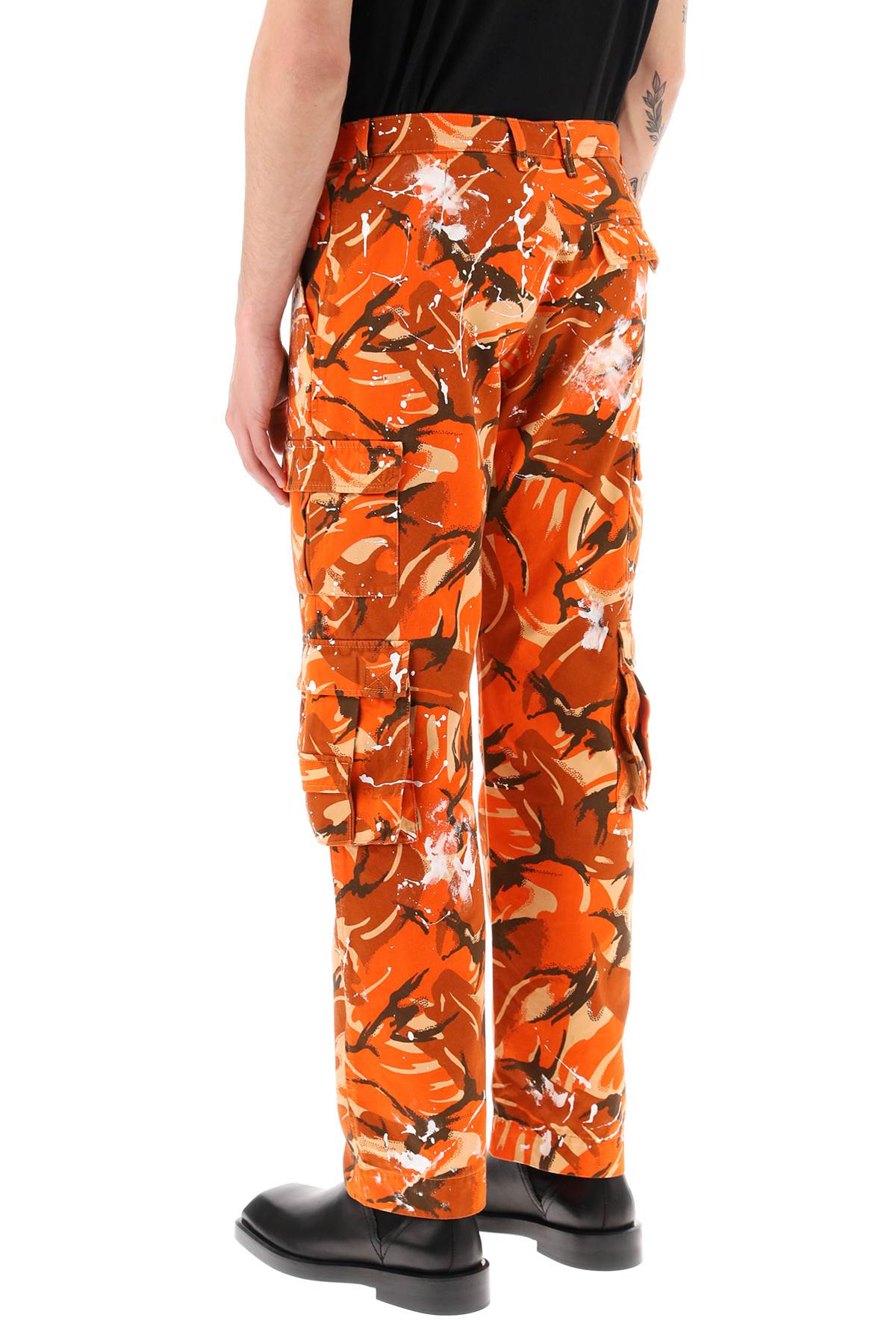 Shop Martine Rose Camouflage Cargo Pants In Orange Camo Paint (orange)
