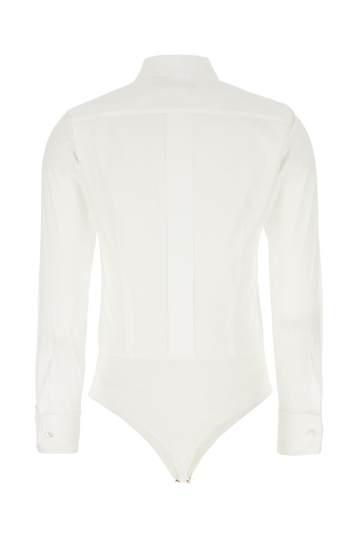 MAX MARA WHITE STRETCH COTTON BODYSUIT