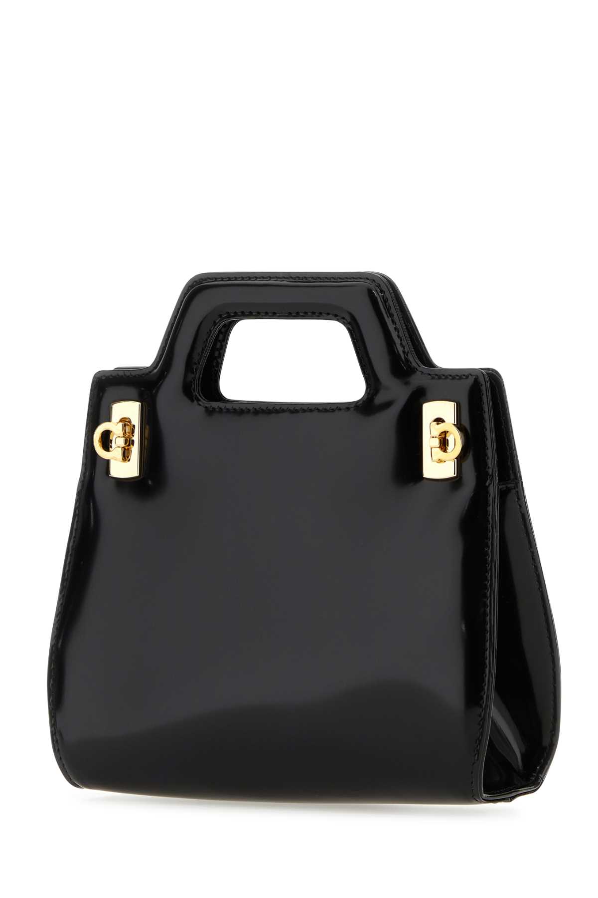 Ferragamo Black Leather Mini Wanda Handbag In Neronero